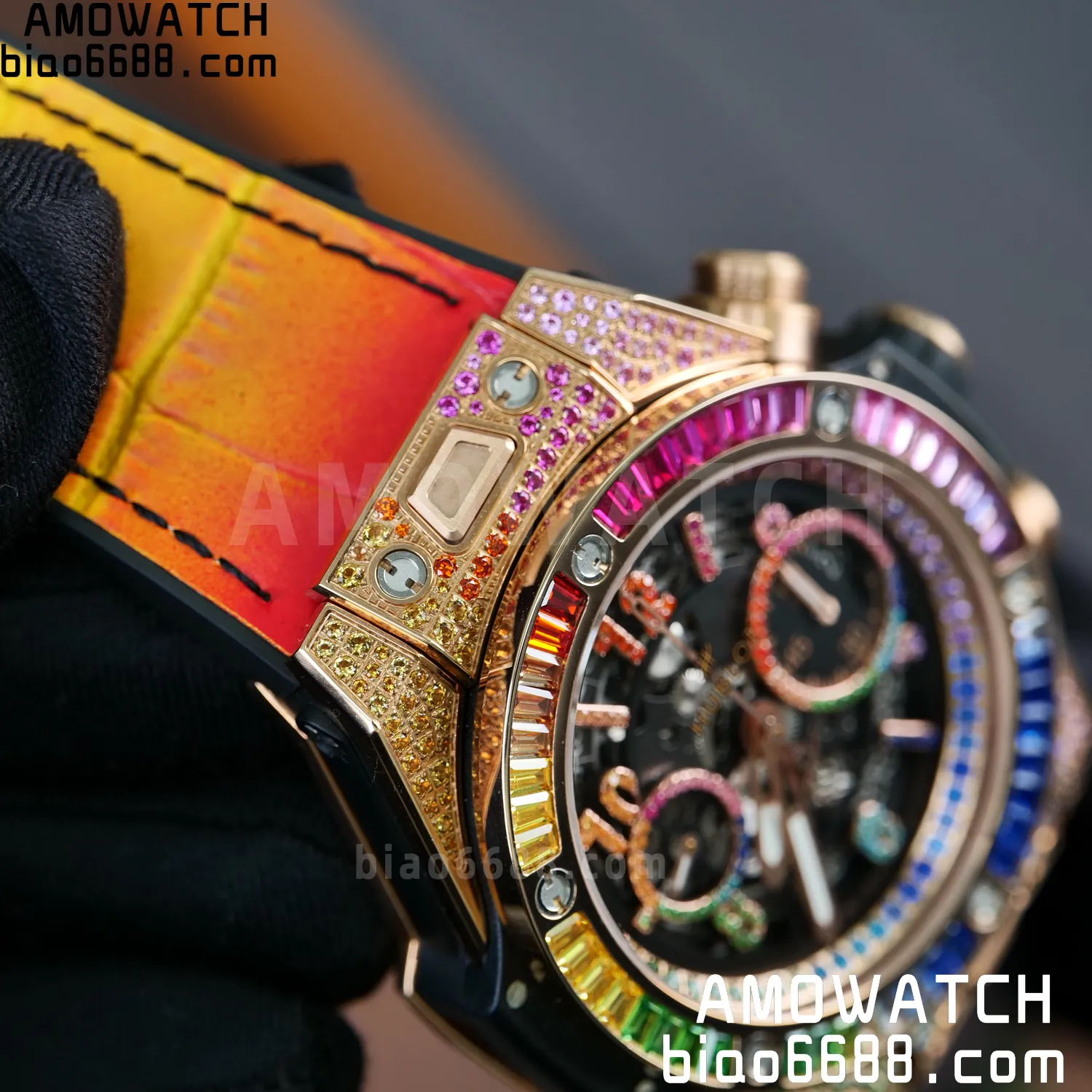 HUBLOT Big Bang Unico Rainbow King 421.OX 42mm BBF 1:1 Best Edition on Rainbow Gummy Strap A1280 74 fac09055cbf99d7 AMO Watch