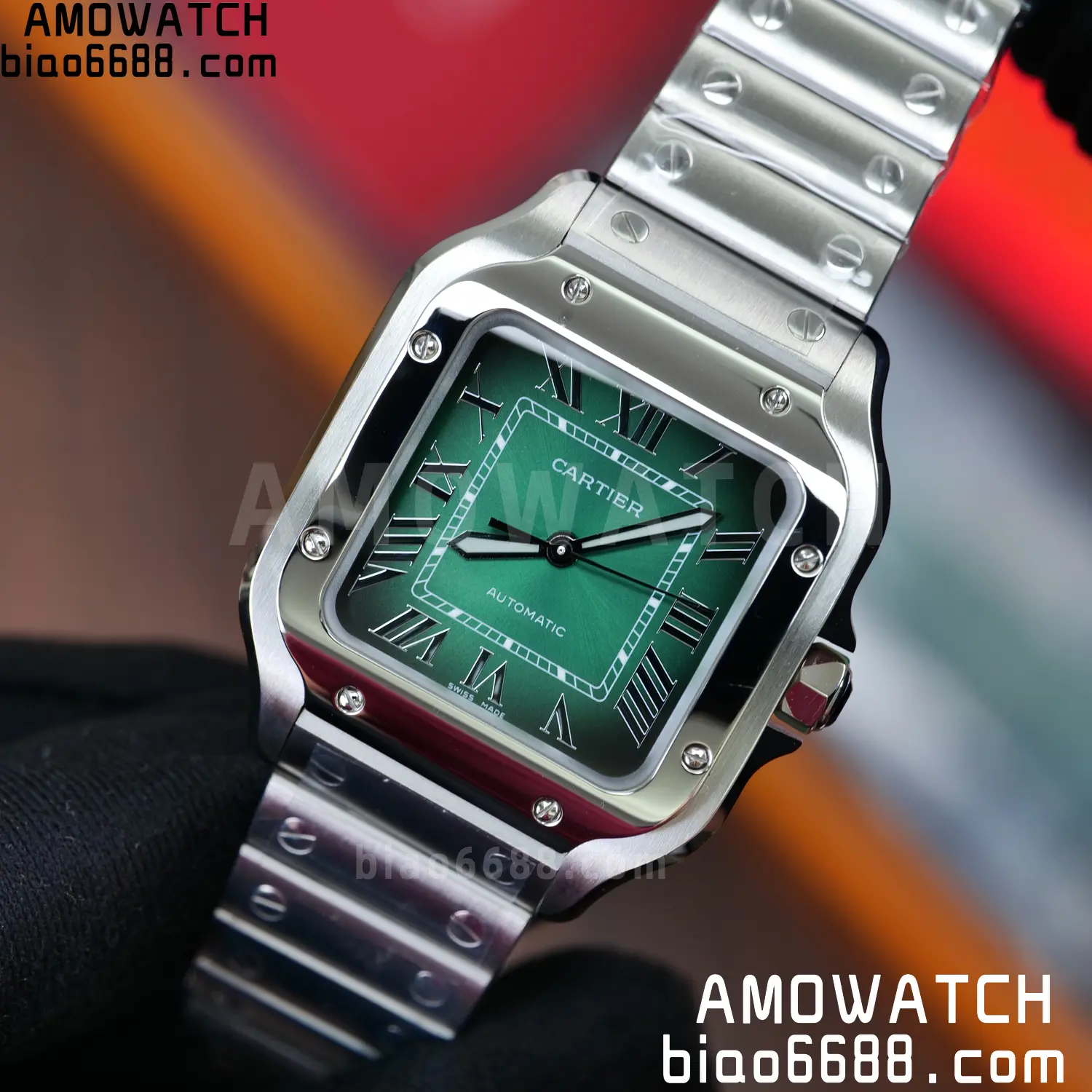 Santos de Cartier 35mm SS BVF 1:1 Best Edition Green Dial on SS Bracelet MIYOTA 9015 79 fbf695c6a938123 阿默表行AmoWatch