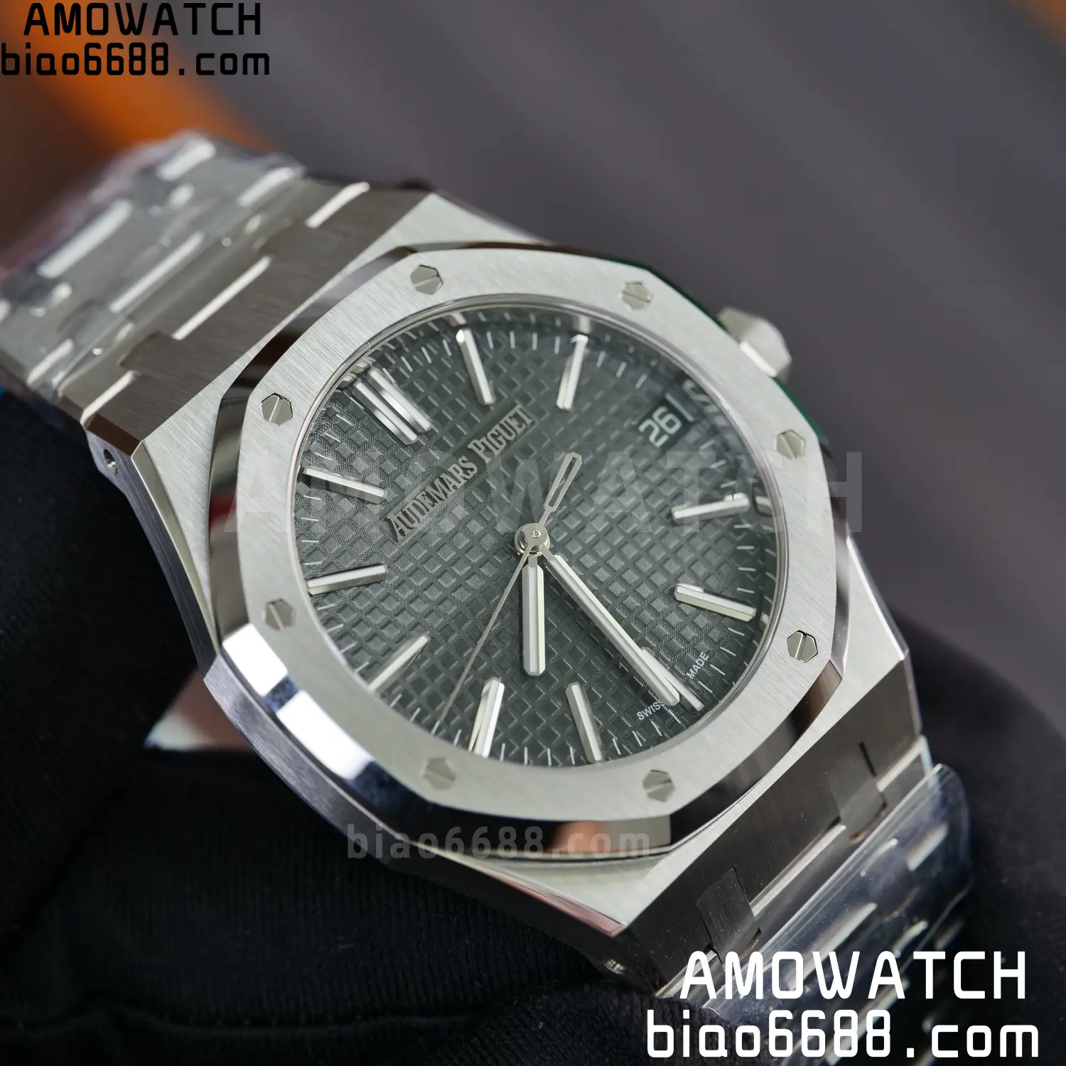 Royal Oak 41mm 15510 SS VSF 1:1 Best Edition Green Textured Dial on SS Bracelet DD4302 Super Clone 74 fef79870253b7a3 阿默表行AmoWatch