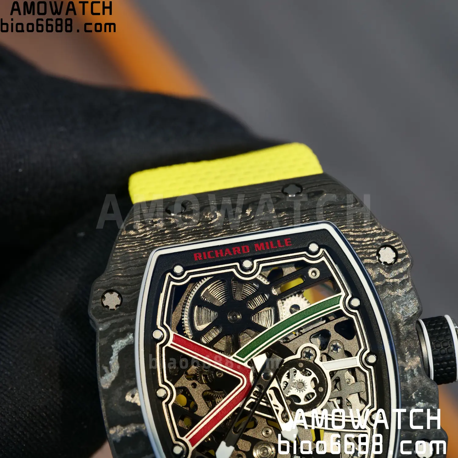 RICHARD MILLE RM67-02 Black NTPT Best Edition Black/Green/Red Skeleton Dial on Yellow Nylon strap CRMA7 Clone V9 106 02a6dcfae2b77f2 阿默表行AmoWatch