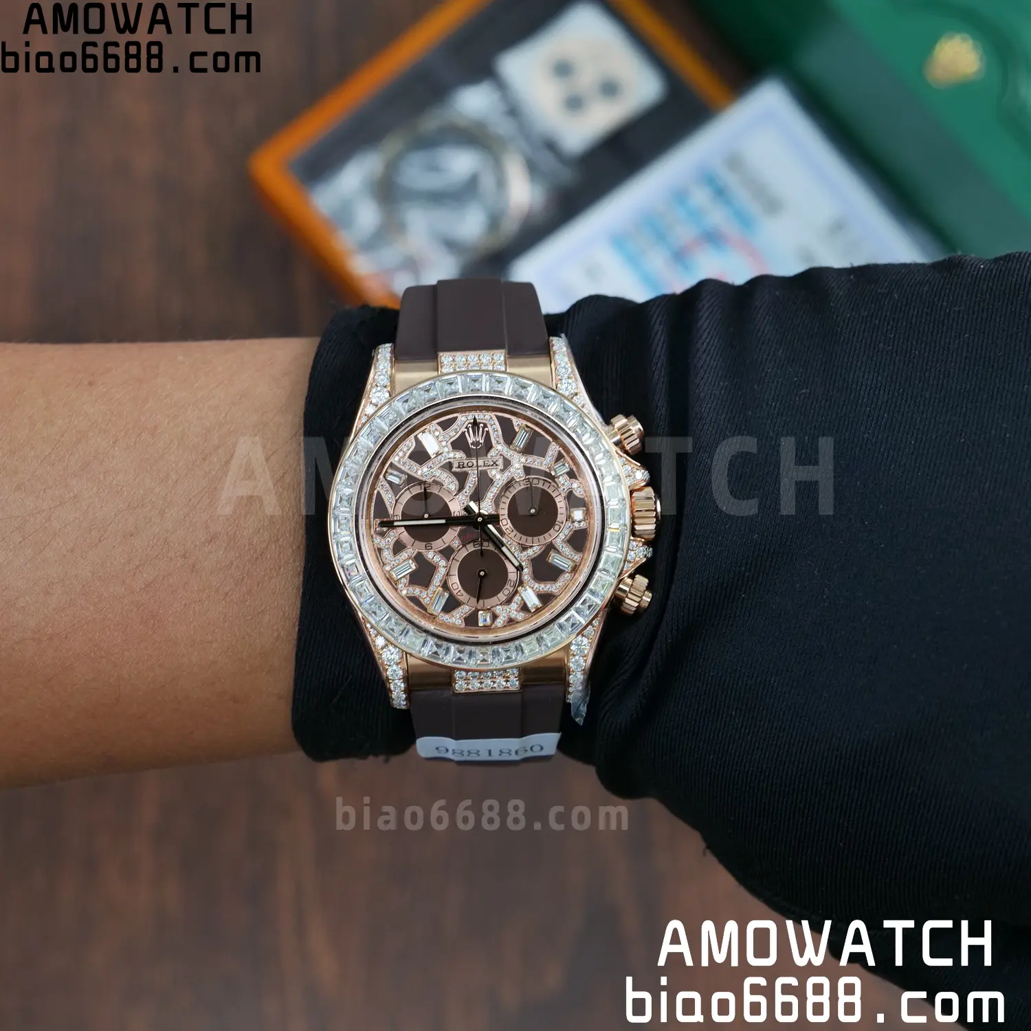 Custom Made Rolex Giraffe Daytona 126555 Mossanite with Brown Strap VS4131 (Weighted) 97 02de0e8b4121144 阿默表行AmoWatch