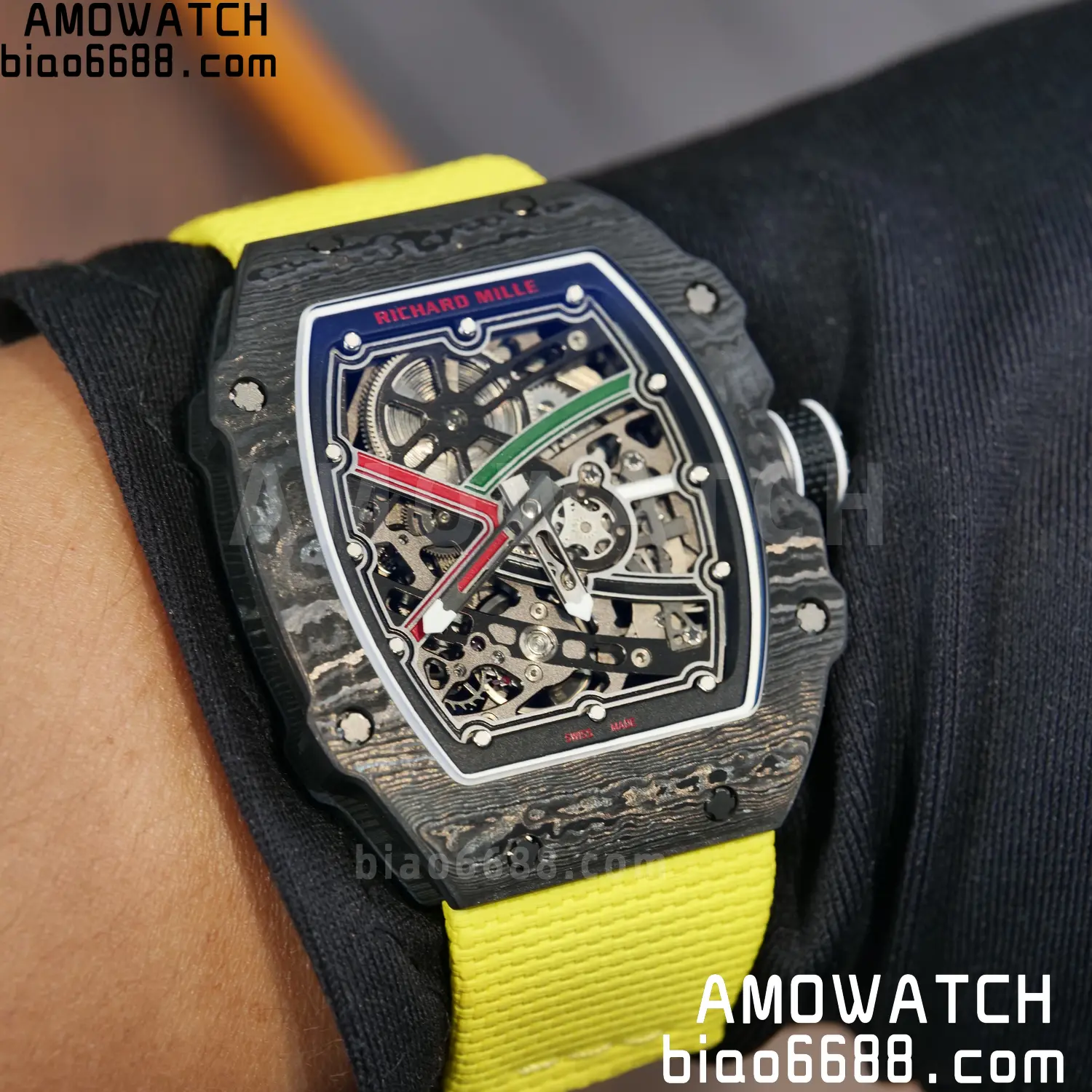 RICHARD MILLE RM67-02 Black NTPT Best Edition Black/Green/Red Skeleton Dial on Yellow Nylon strap CRMA7 Clone V9 121 0322ff26e565041 阿默表行AmoWatch