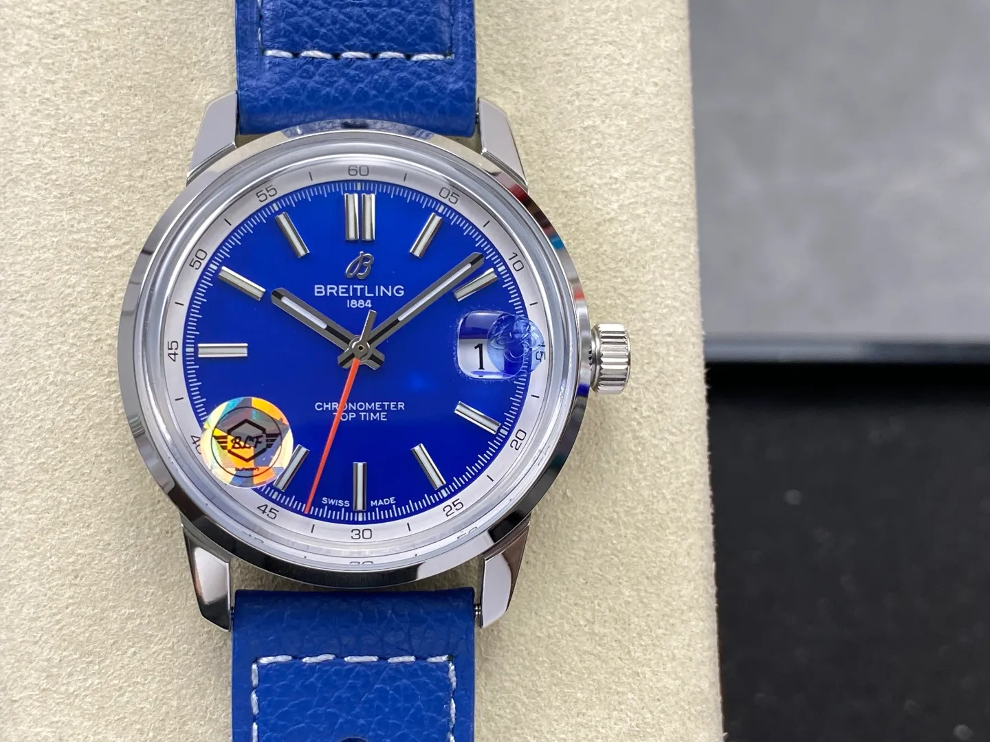 Breitling Top Time B31 BLF 1:1 Best Edition Blue Dial Orange Hand on Blue Leather Strap AB31 20 0727f08f324f7d0 阿默表行AmoWatch