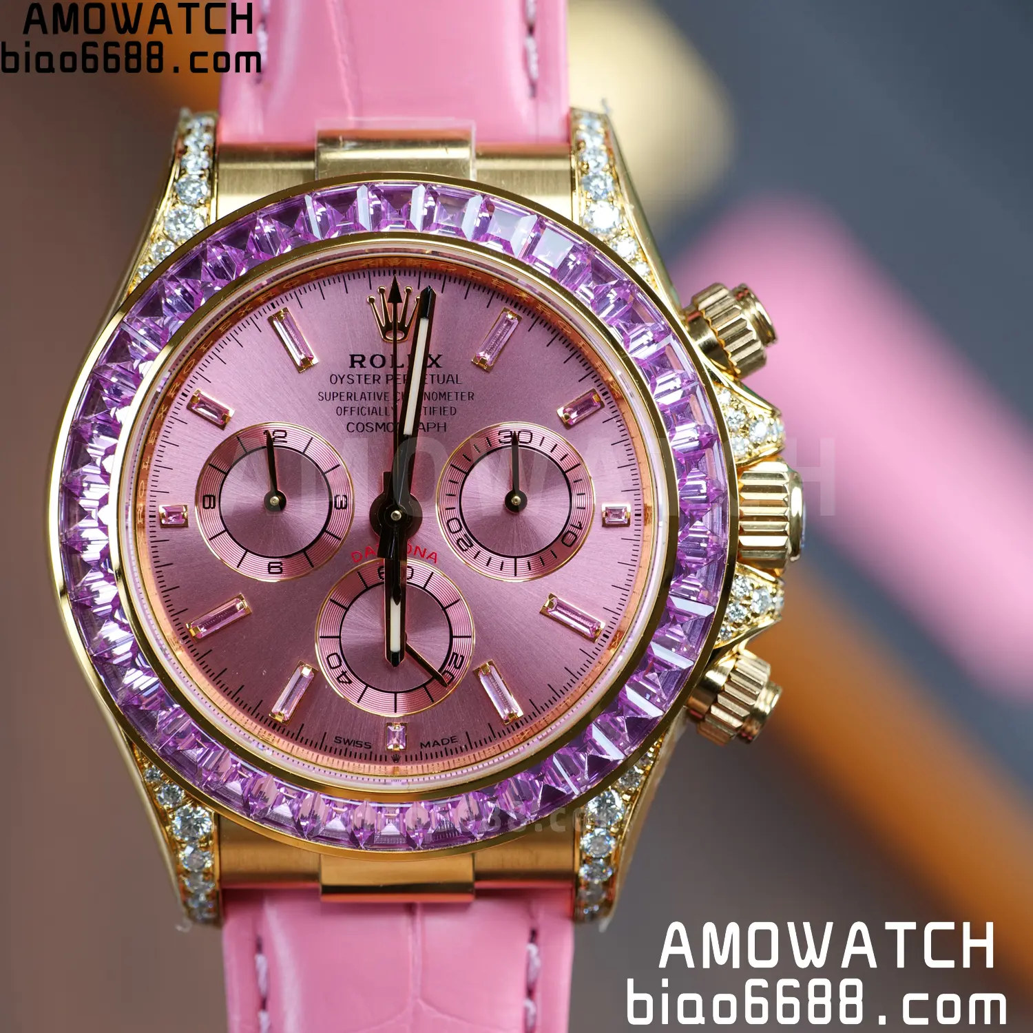 Rolex Daytona 126538TRO PPM Factory Best Edition Pink Dial on Pink Leather Strap 4130 83 07a9da4ec178837 阿默表行AmoWatch