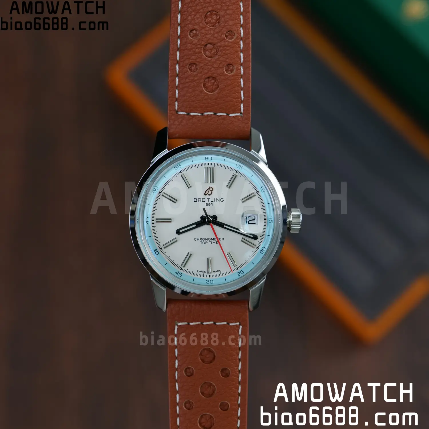 BREITLING Top Time B31 BLF 1:1 Best Edition White Dial Orange Hand on Brown Leather Strap 88 08d53278fd1de43 阿默表行AmoWatch