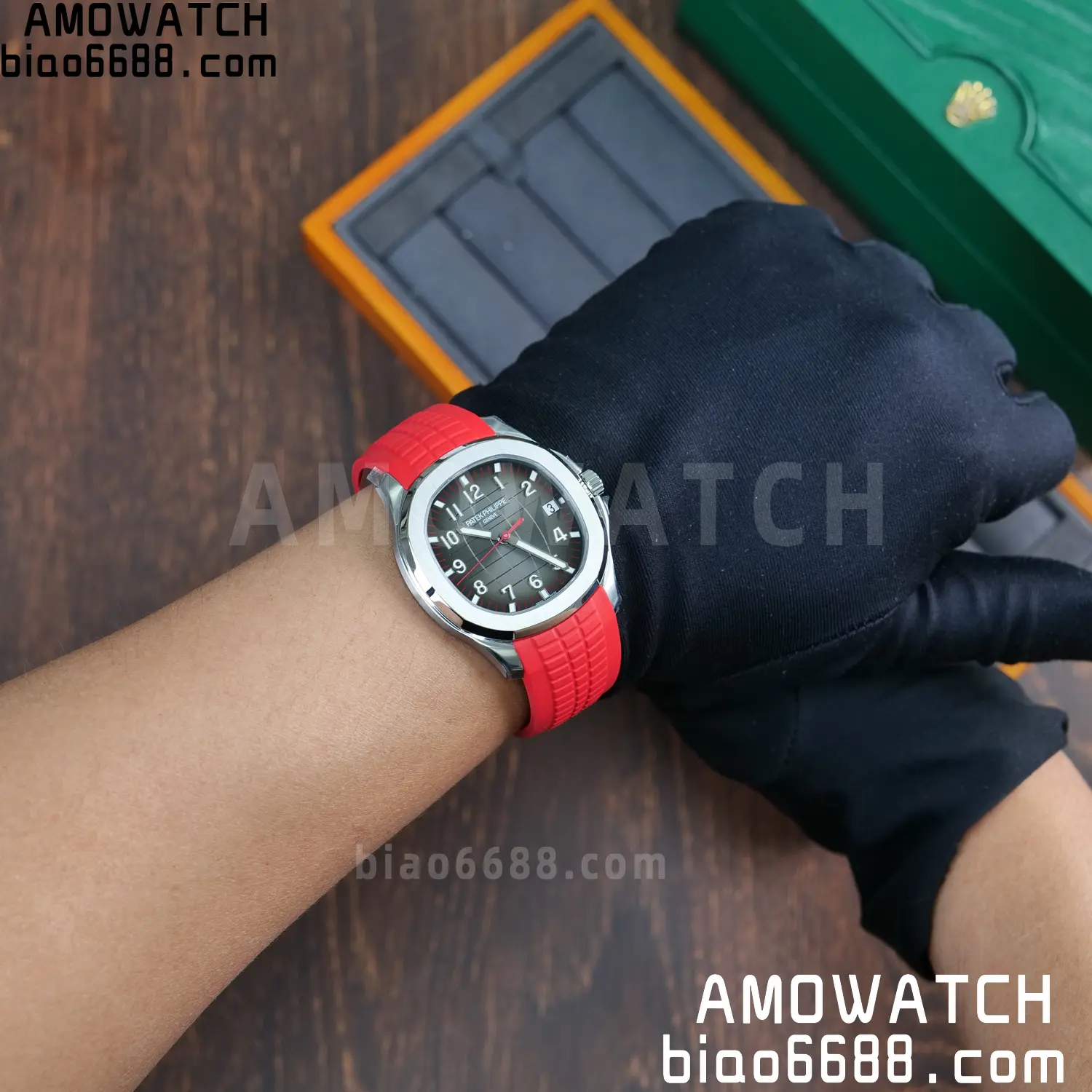 PP Aquanaut 5167 SS Singapore DDF 1:1 Best Edition Gray Dial on Red Rubber Strap DD324 V2 107 12322070a49f8e9 AMO Watch