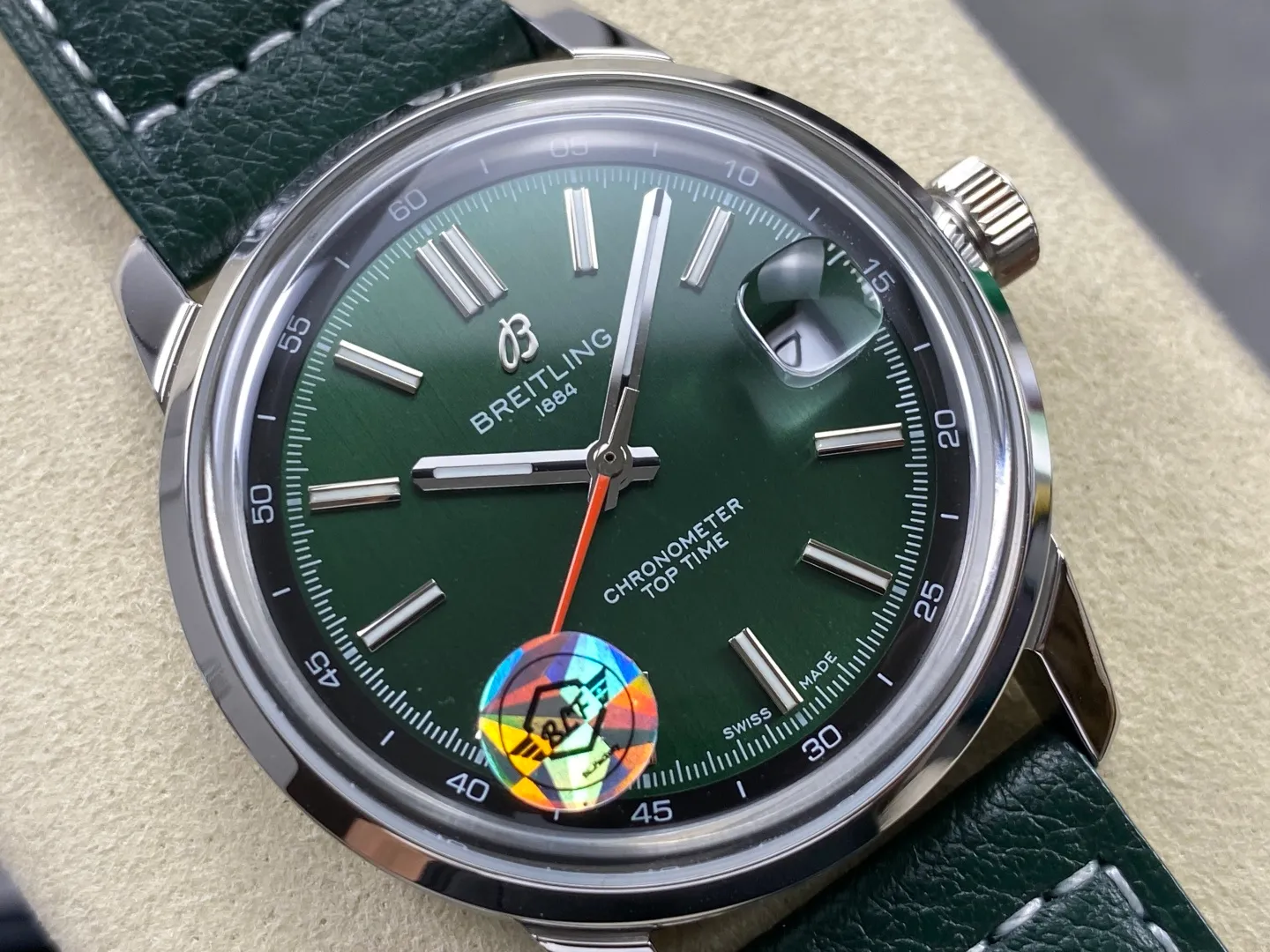 Breitling Top Time B31 BLF 1:1 Best Edition Green Dial Orange Hand on Green Leather Strap AB31 22 134373e10d93144 阿默表行AmoWatch