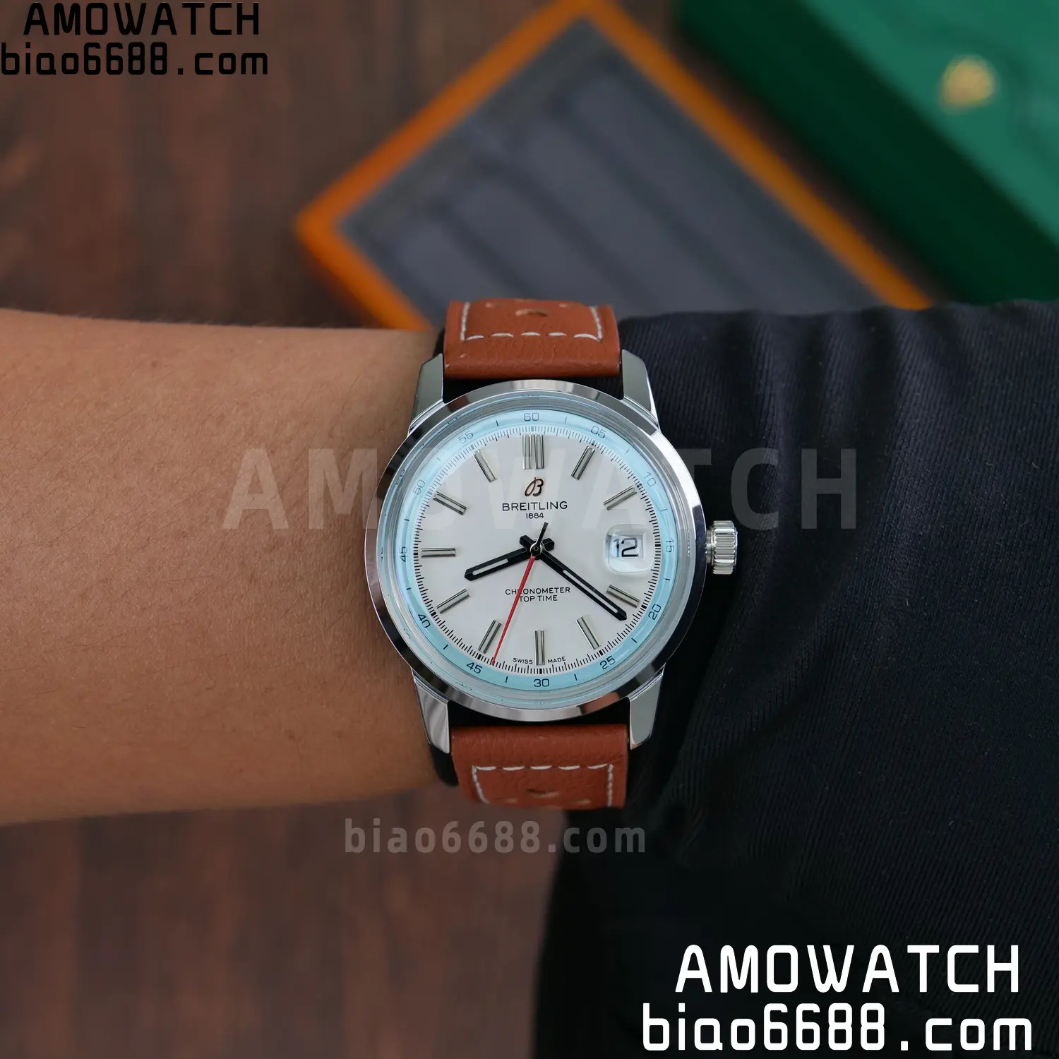 BREITLING Top Time B31 BLF 1:1 Best Edition White Dial Orange Hand on Brown Leather Strap 118 1cd1ba477274076 阿默表行AmoWatch
