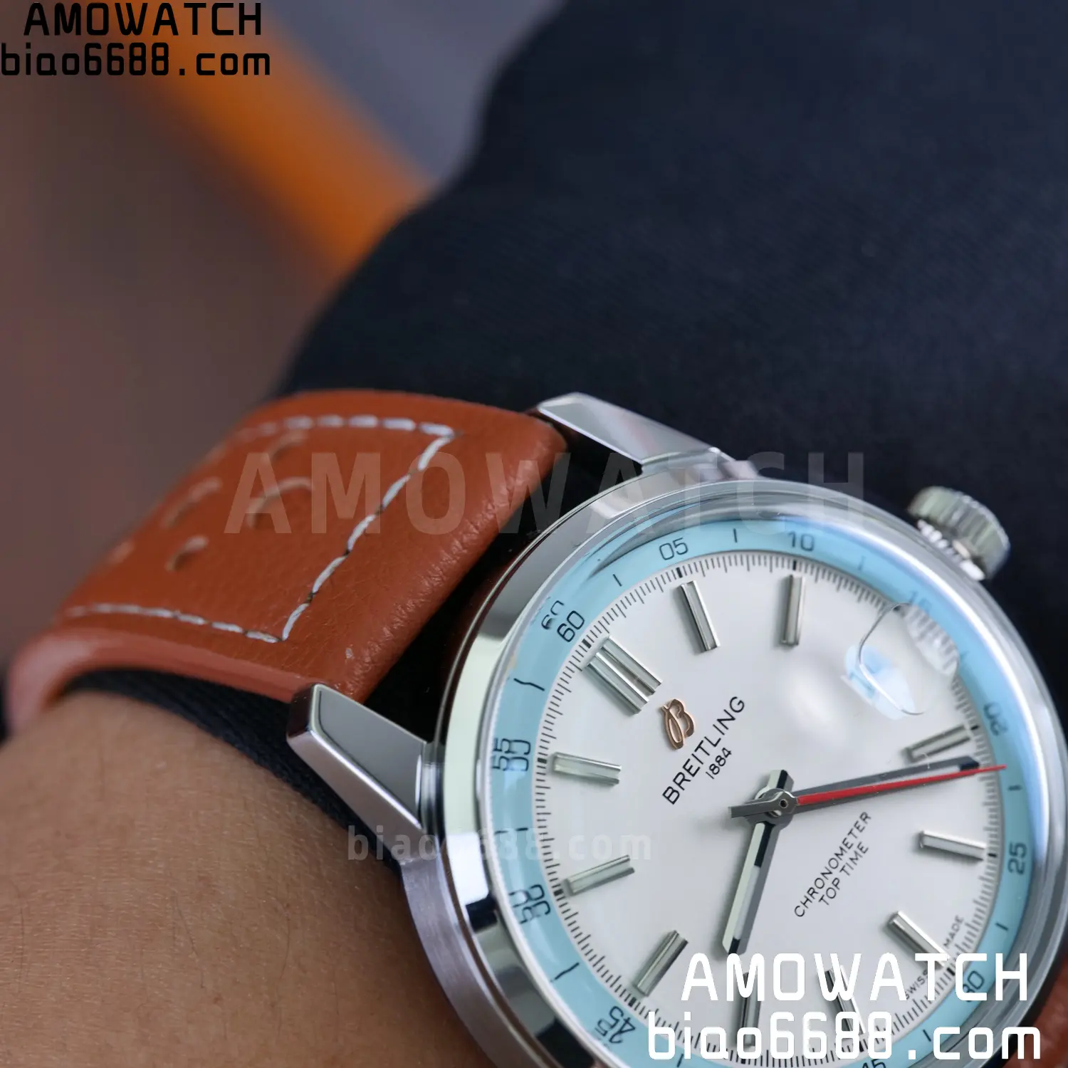 BREITLING Top Time B31 BLF 1:1 Best Edition White Dial Orange Hand on Brown Leather Strap 115 1cfa7ef99b22402 阿默表行AmoWatch
