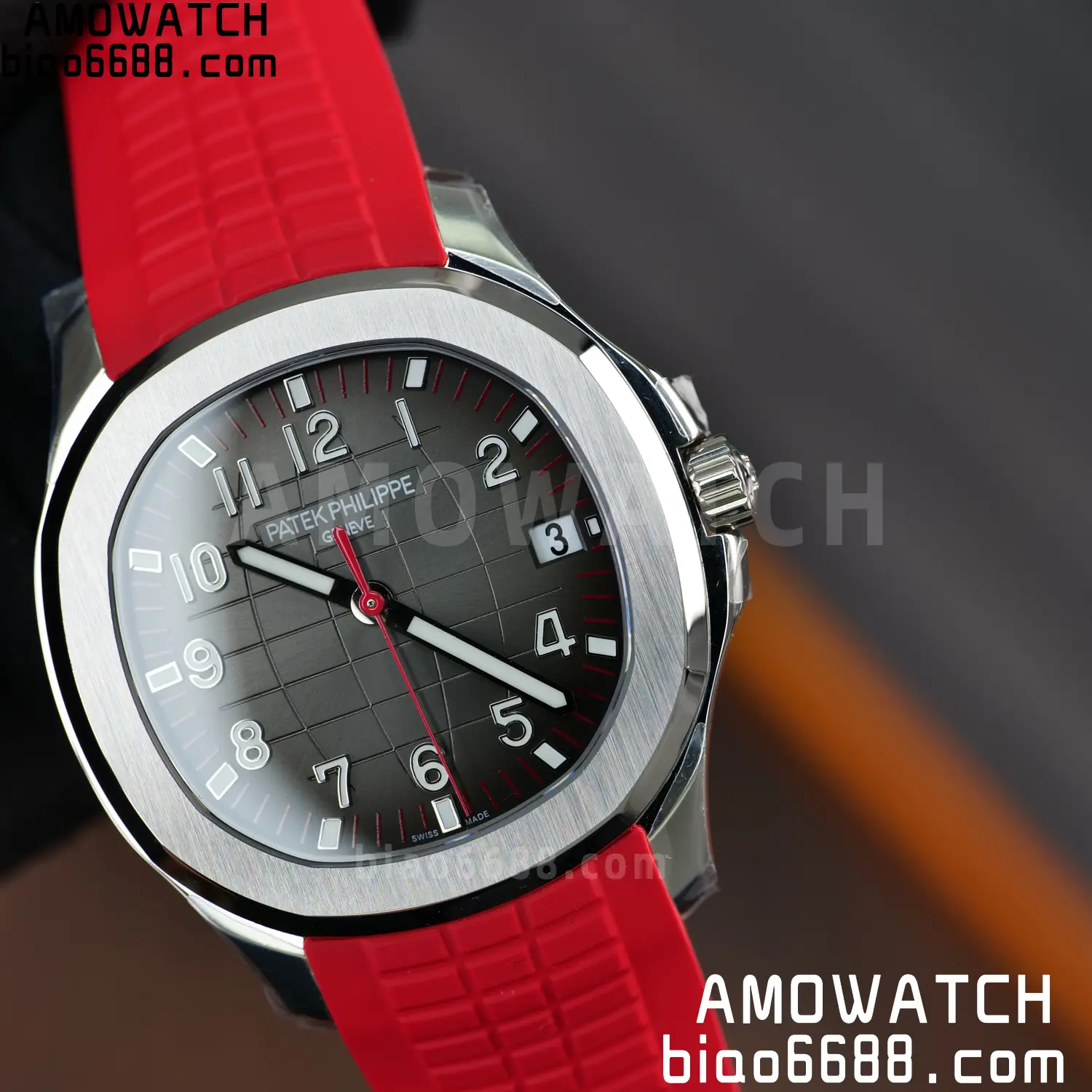 PP Aquanaut 5167 SS Singapore DDF 1:1 Best Edition Gray Dial on Red Rubber Strap DD324 V2 87 1e333650872337b AMO Watch