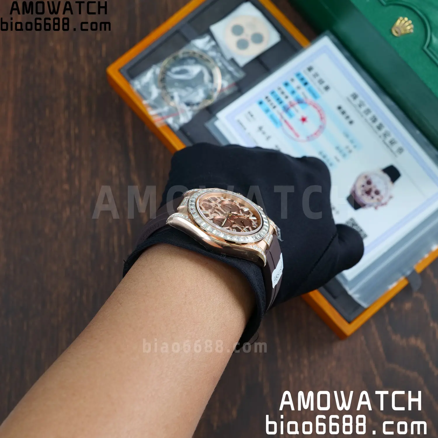 Custom Made Rolex Giraffe Daytona 126555 Mossanite with Brown Strap VS4131 (Weighted) 98 20547d7495163be 阿默表行AmoWatch