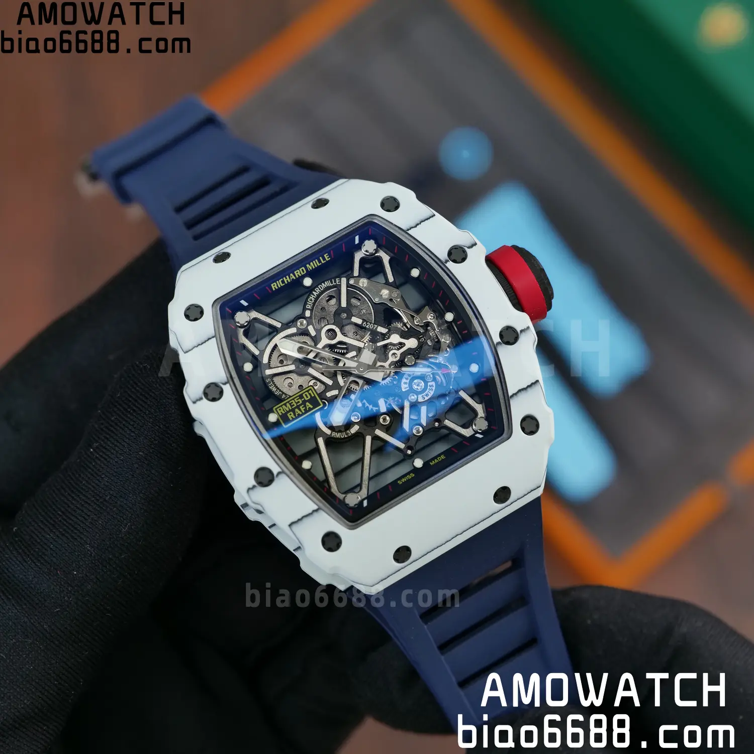 Custom Made RICHARD MILLE RM035 RM35-01 White Carbon BBR 75 2d530af7331fb60 AMO Watch