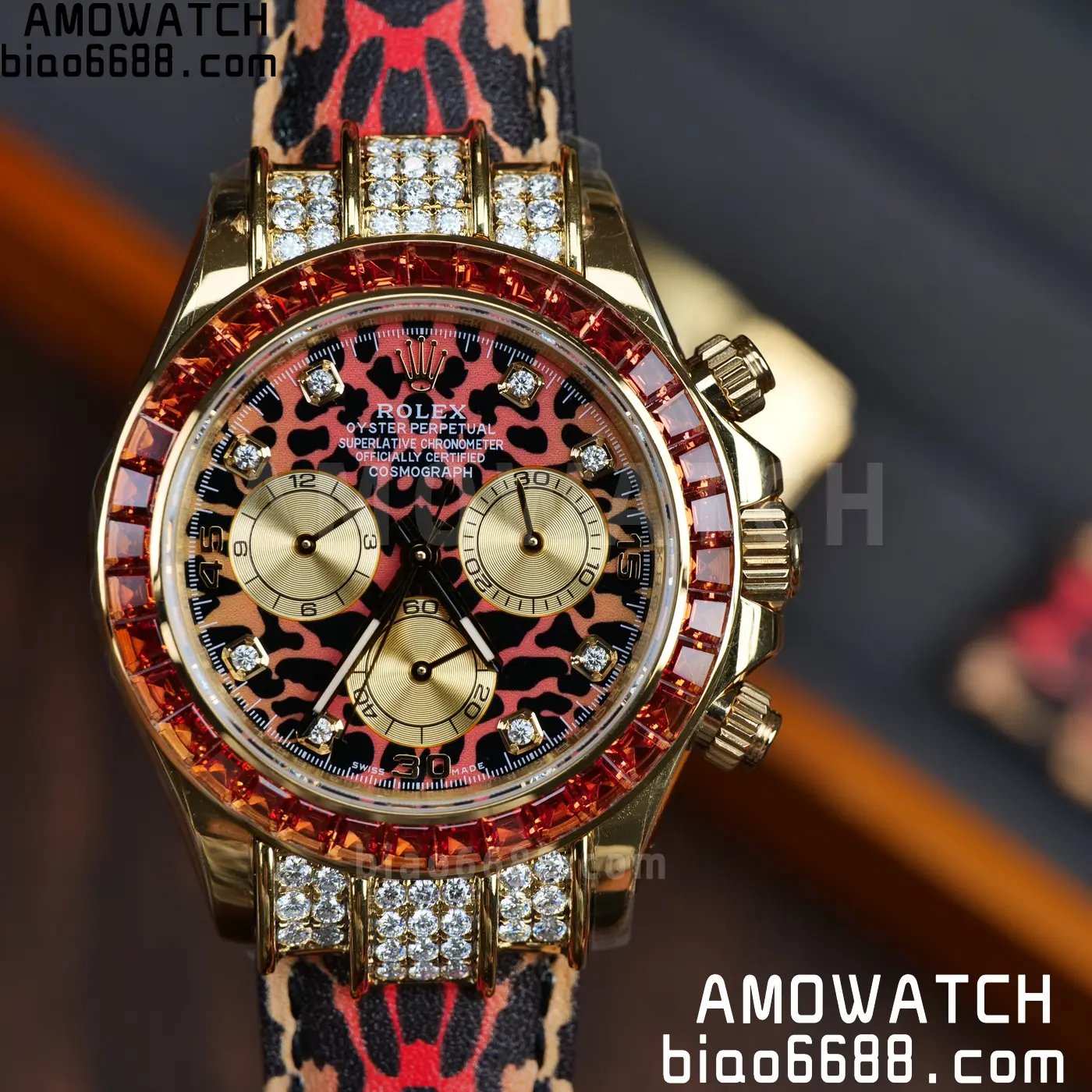 Rolex Daytona 116598SACO PPM Factory Best Edition Leopard Dial on Leopard Leather Strap 4130 76 2d62e74c57606d9 阿默表行AmoWatch