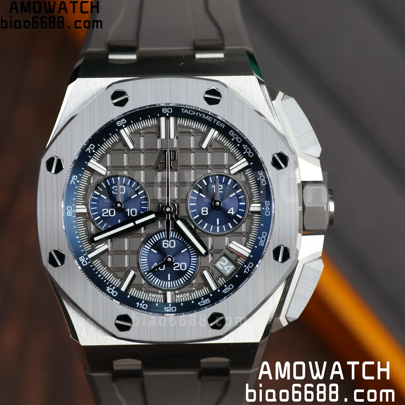 AP Royal Oak Offshore 43mm 26420so SS DDF 1:1 Best Edition Gray/Blue Dial on Gray Rubber Strap DD4401 Super Clone 77 2dab001be1e1763 阿默表行AmoWatch