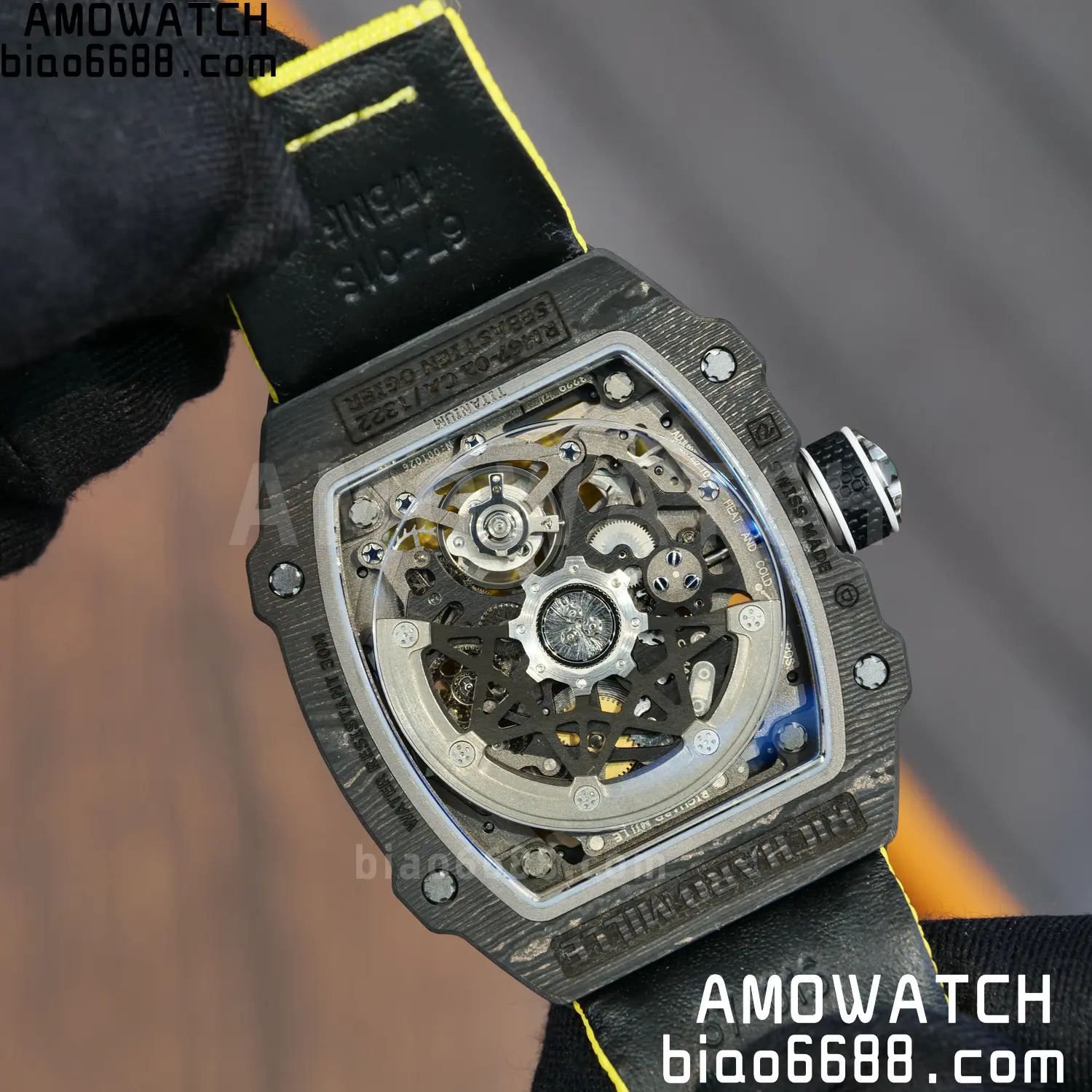 RICHARD MILLE RM67-02 Black NTPT Best Edition Black/Green/Red Skeleton Dial on Yellow Nylon strap CRMA7 Clone V9 114 330fe3bb1ad6a92 阿默表行AmoWatch