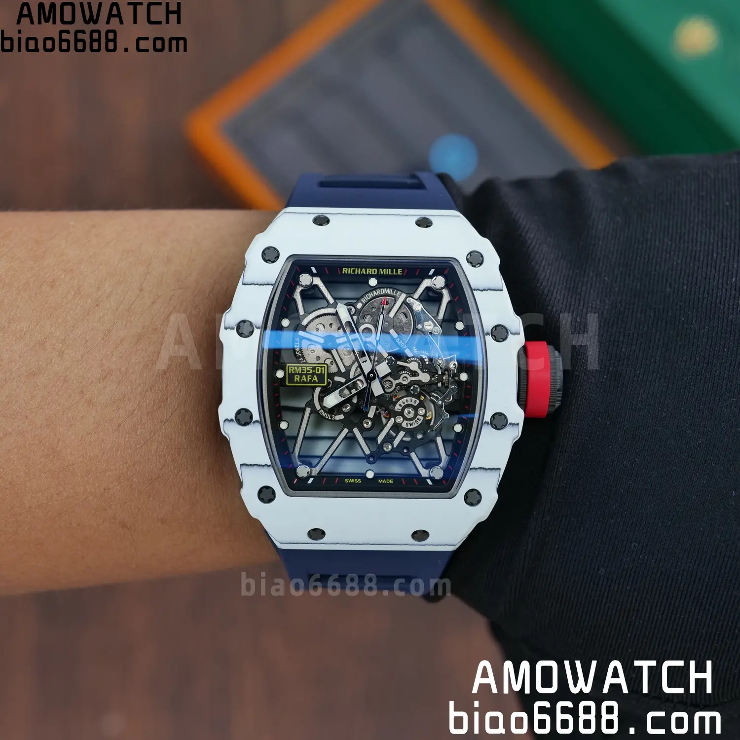 Custom Made RICHARD MILLE RM035 RM35-01 White Carbon BBR 104 3690ef0afef714b AMO Watch
