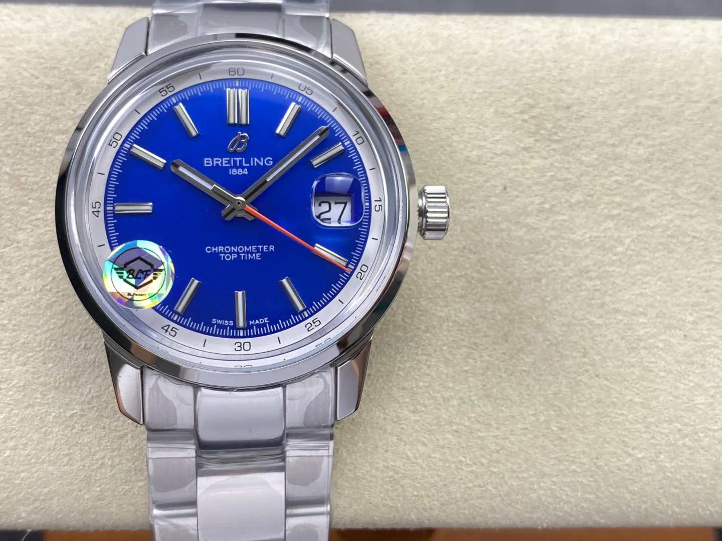 Breitling Top Time B31 BLF 1:1 Best Edition Blue Dial Orange Hand on SS Bracelet AB31 19 3abbb8fab7ce4b7 阿默表行AmoWatch