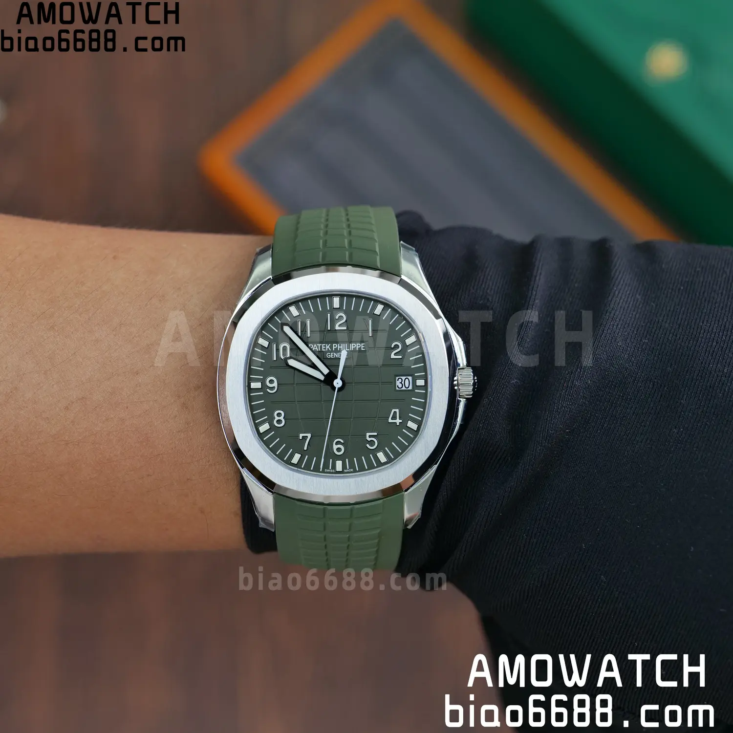 PP Aquanaut 5168G 42mm SS VF 1:1 Best Edition Green Dial on Green Rubber Strap DD324 Weighted 116 3b6d7efc4d4a63e AMO Watch
