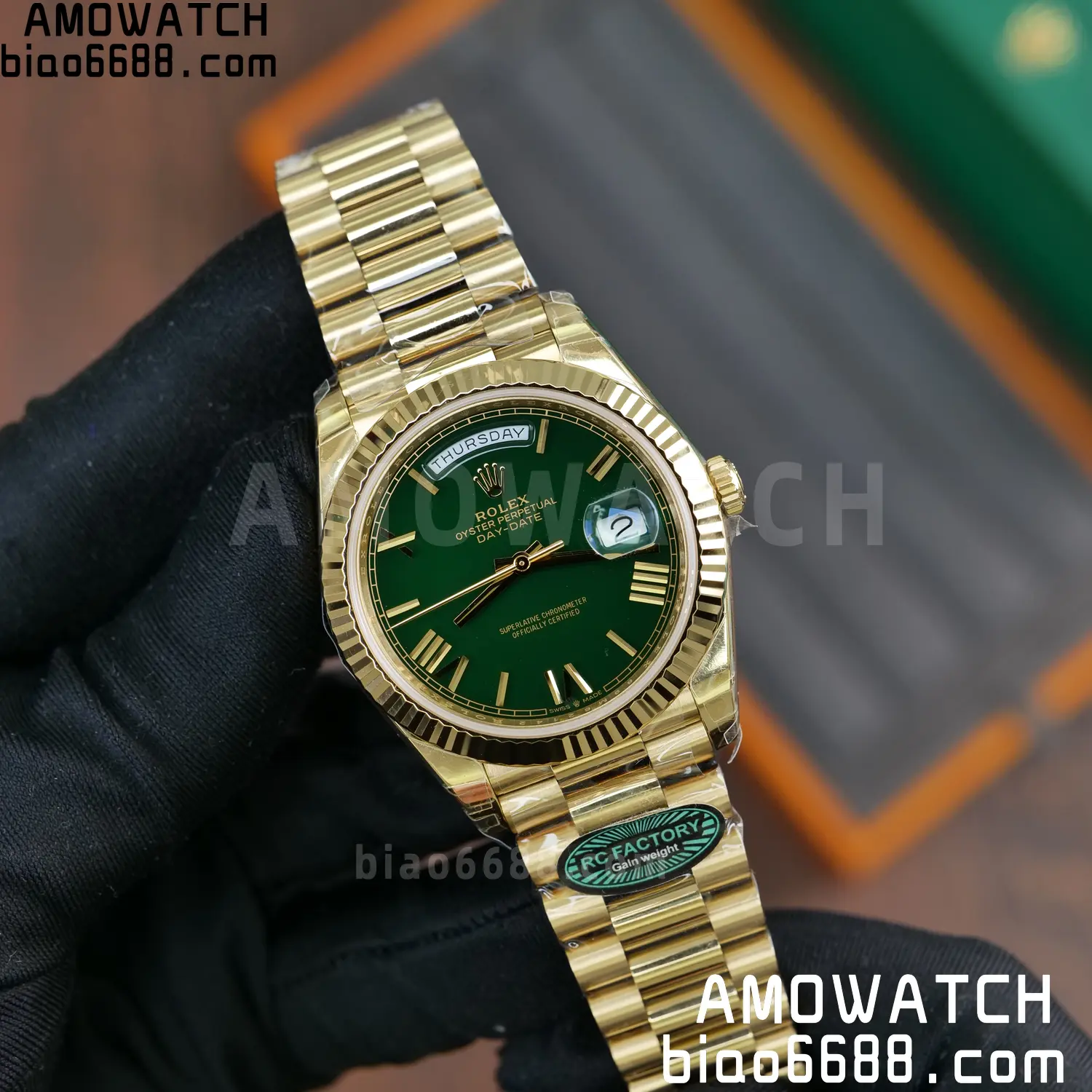 Rolex Day Date 40 YG 228238 RCF 1:1 Best Edition Green Dial on President Bracelet VR3255 (211g) 61 3d3204e0c8f7607 AMO Watch