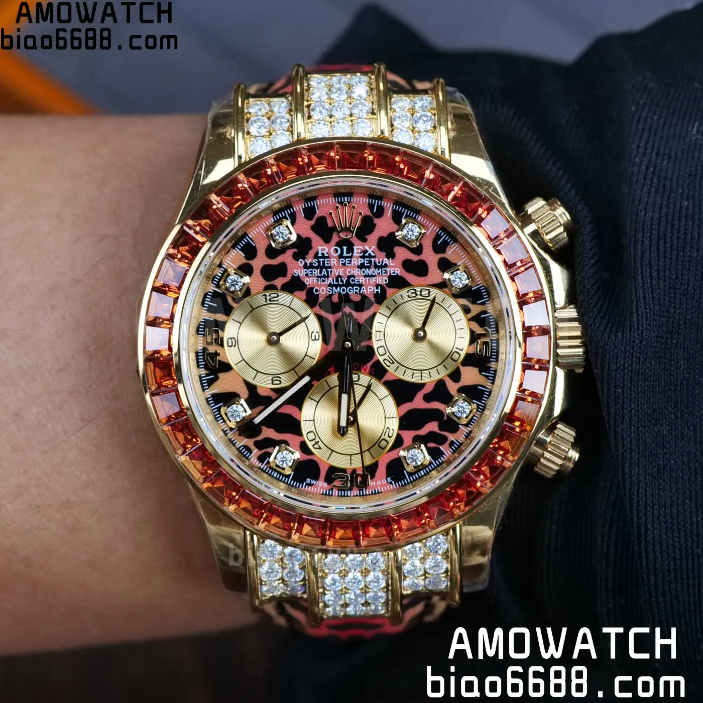 Rolex Daytona 116598SACO PPM Factory Best Edition Leopard Dial on Leopard Leather Strap 4130 98 3dbdabc5a8b3406 阿默表行AmoWatch