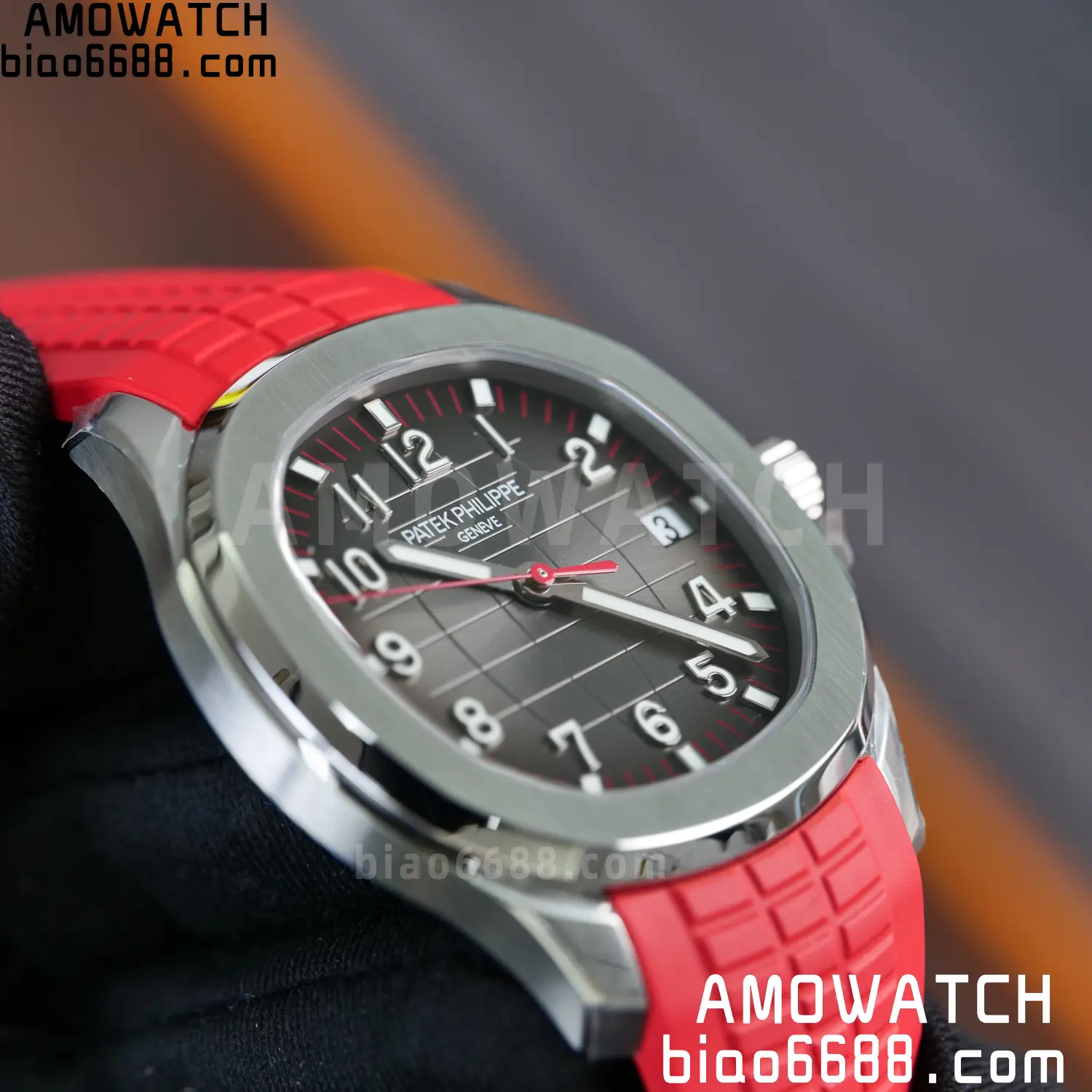 PP Aquanaut 5167 SS Singapore DDF 1:1 Best Edition Gray Dial on Red Rubber Strap DD324 V2 91 3f72b52b120634a AMO Watch