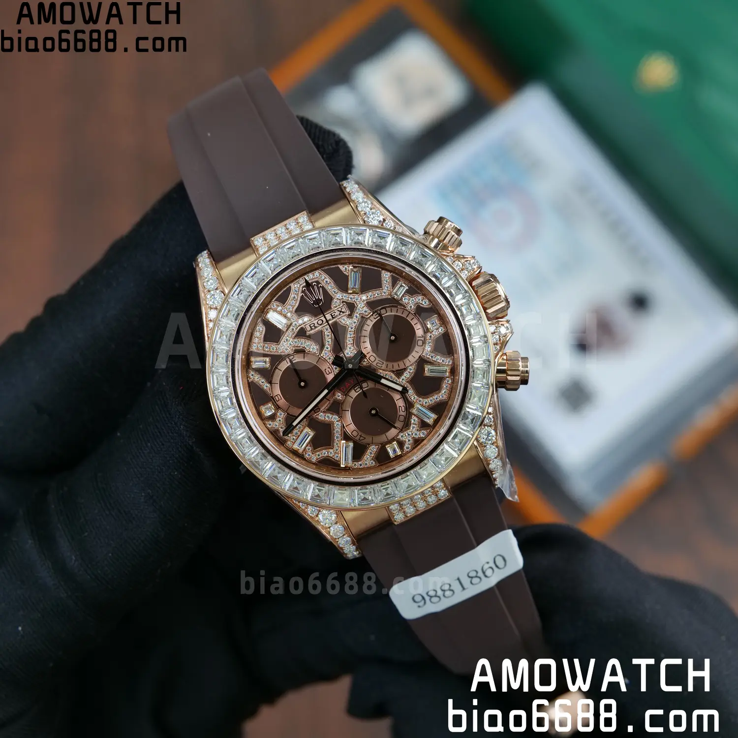 Custom Made Rolex Giraffe Daytona 126555 Mossanite with Brown Strap VS4131 (Weighted) 69 405b8b067dce89f 阿默表行AmoWatch
