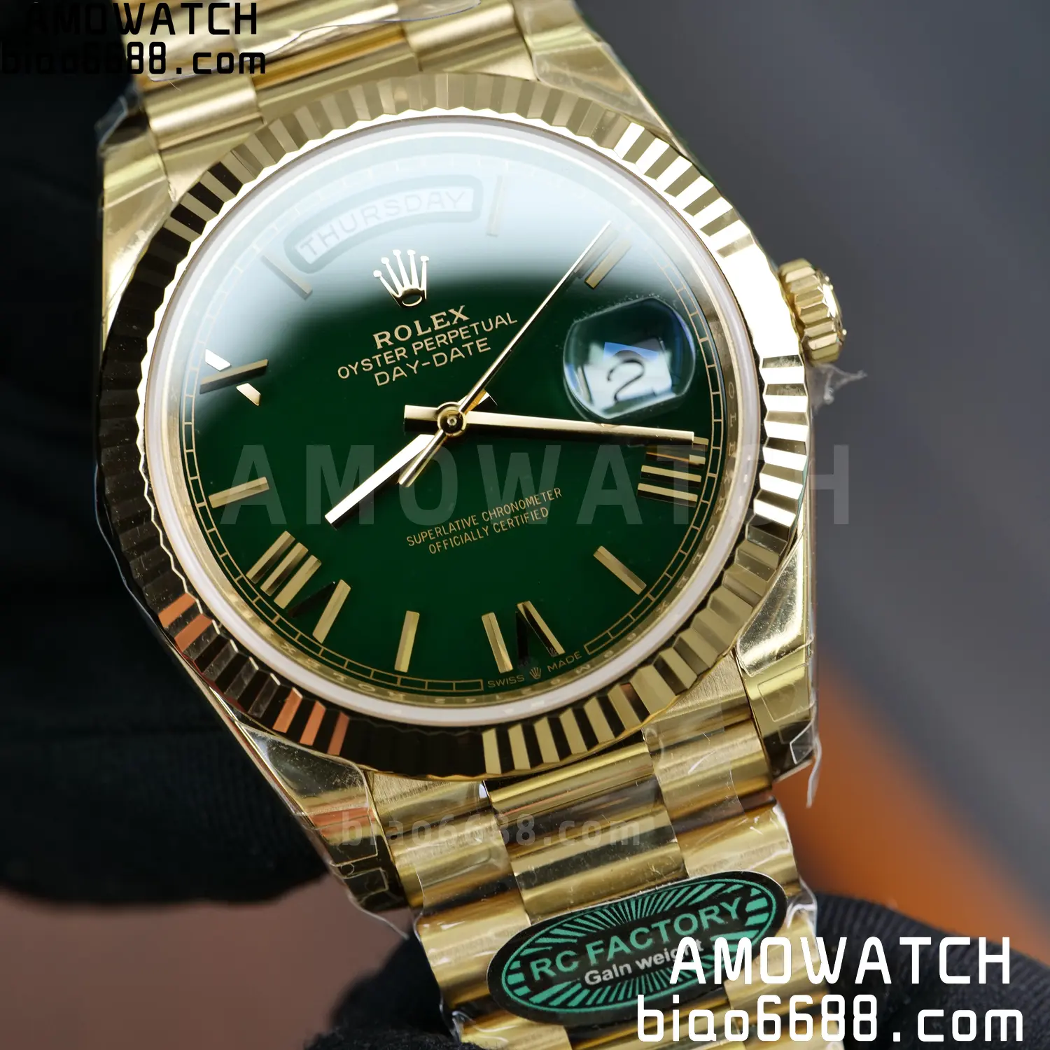 Rolex Day Date 40 YG 228238 RCF 1:1 Best Edition Green Dial on President Bracelet VR3255 (211g) 76 42bd6123f003bf0 AMO Watch