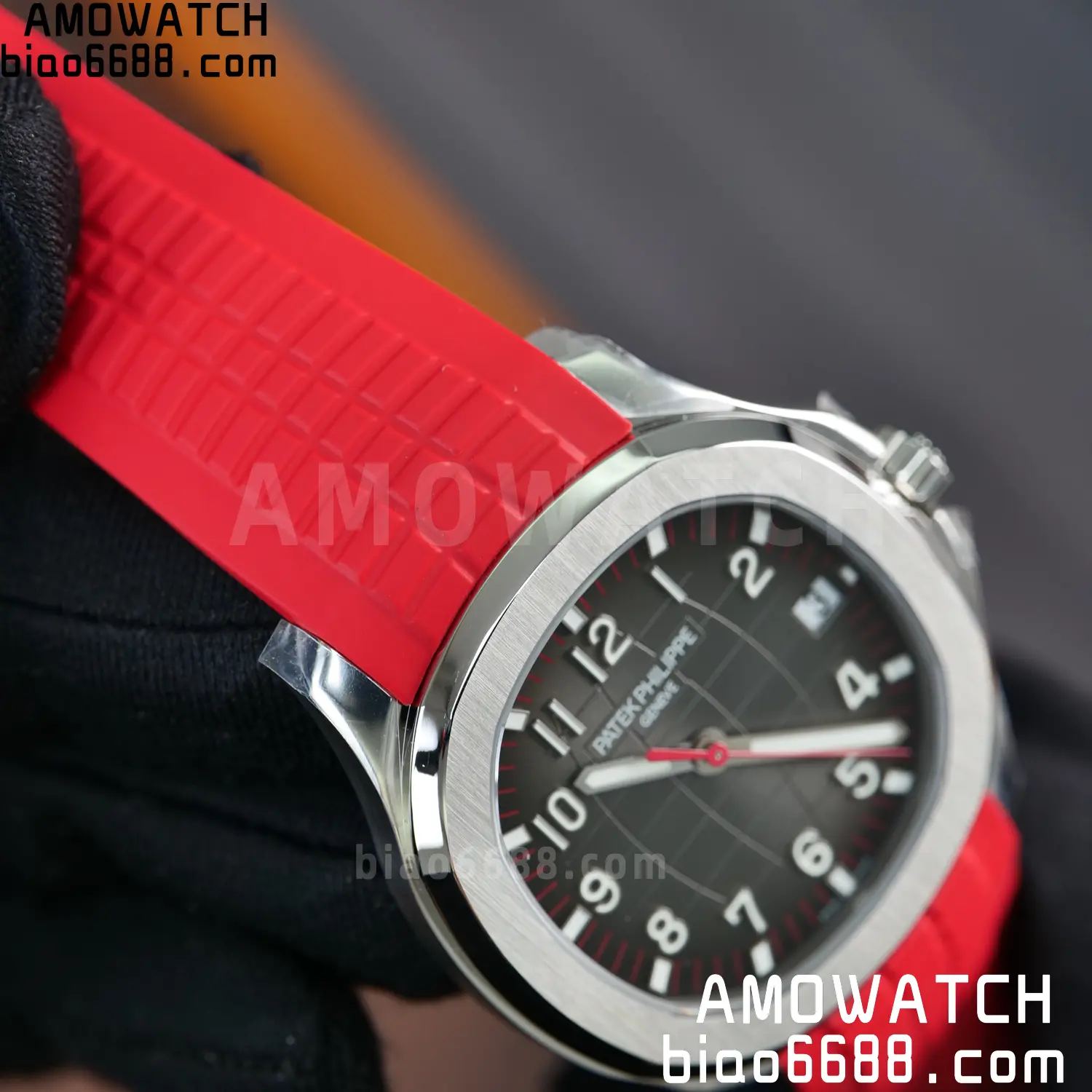 PP Aquanaut 5167 SS Singapore DDF 1:1 Best Edition Gray Dial on Red Rubber Strap DD324 V2 86 43978bbeb50858b AMO Watch