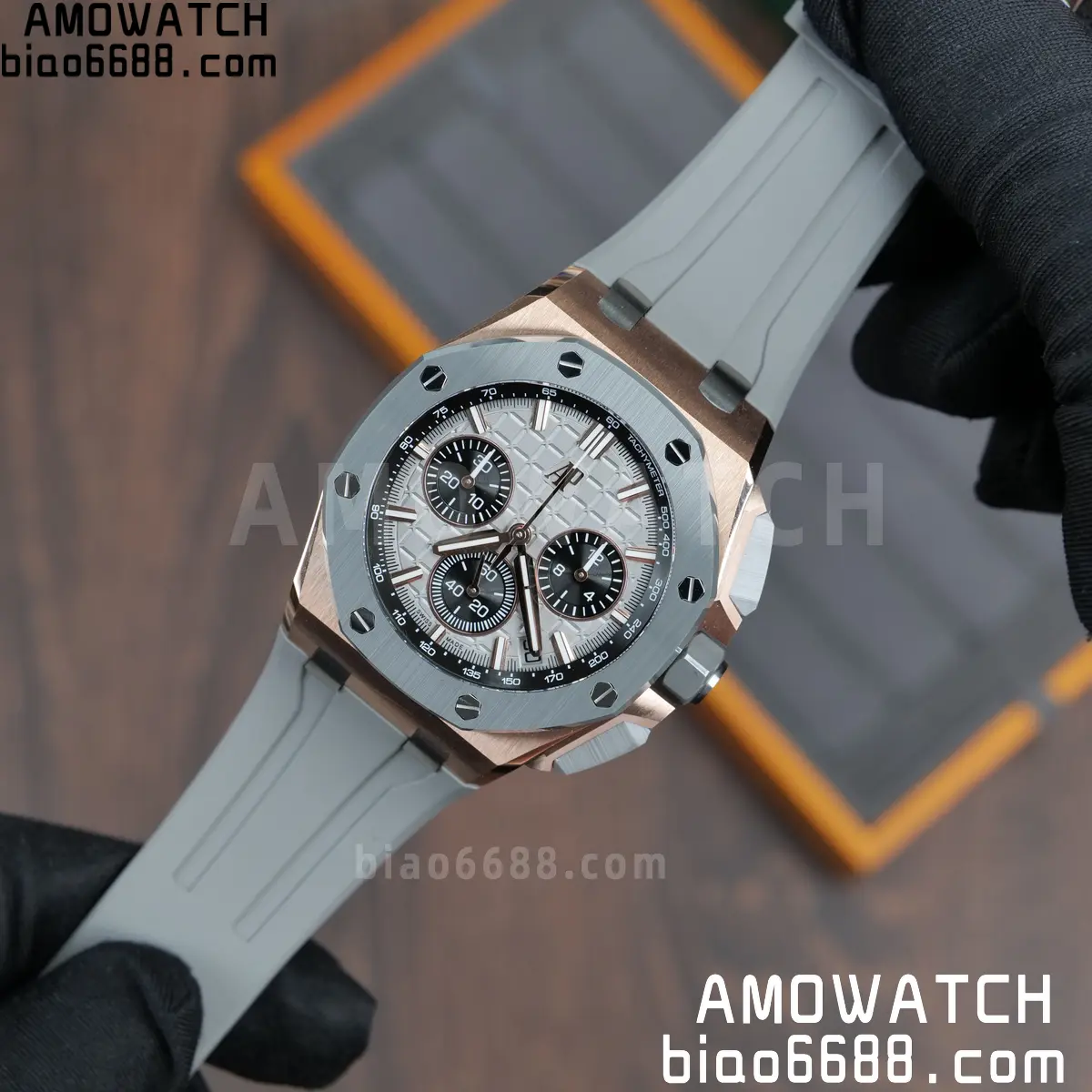 AP Royal Oak Offshore 43mm 26420OI RG DDF 1:1 Best Edition Gray Dial on Gray Rubber Super Clone 4401 (Weighted) 88 46e6ea5d7ffc94c AMO Watch