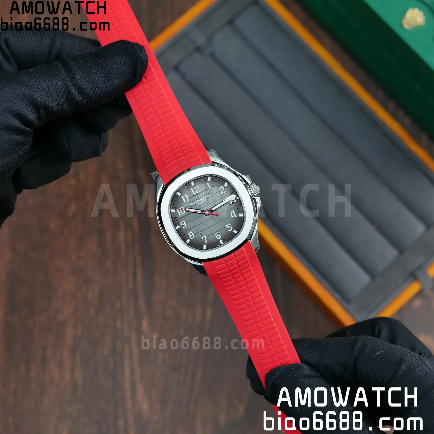 PP Aquanaut 5167 SS Singapore DDF 1:1 Best Edition Gray Dial on Red Rubber Strap DD324 V2 76 4bff6d11af6c3fd AMO Watch