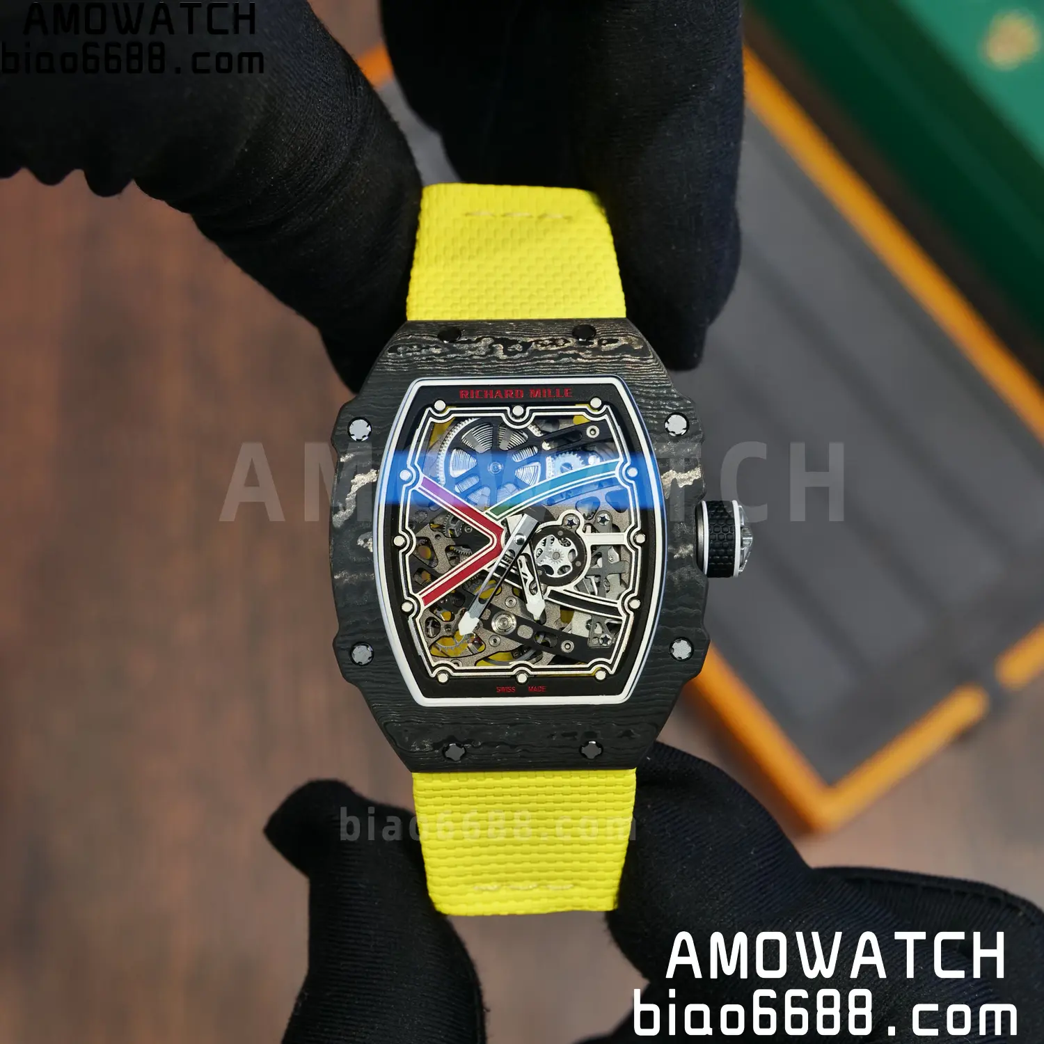 RICHARD MILLE RM67-02 Black NTPT Best Edition Black/Green/Red Skeleton Dial on Yellow Nylon strap CRMA7 Clone V9 94 4c4ba1744a31010 阿默表行AmoWatch