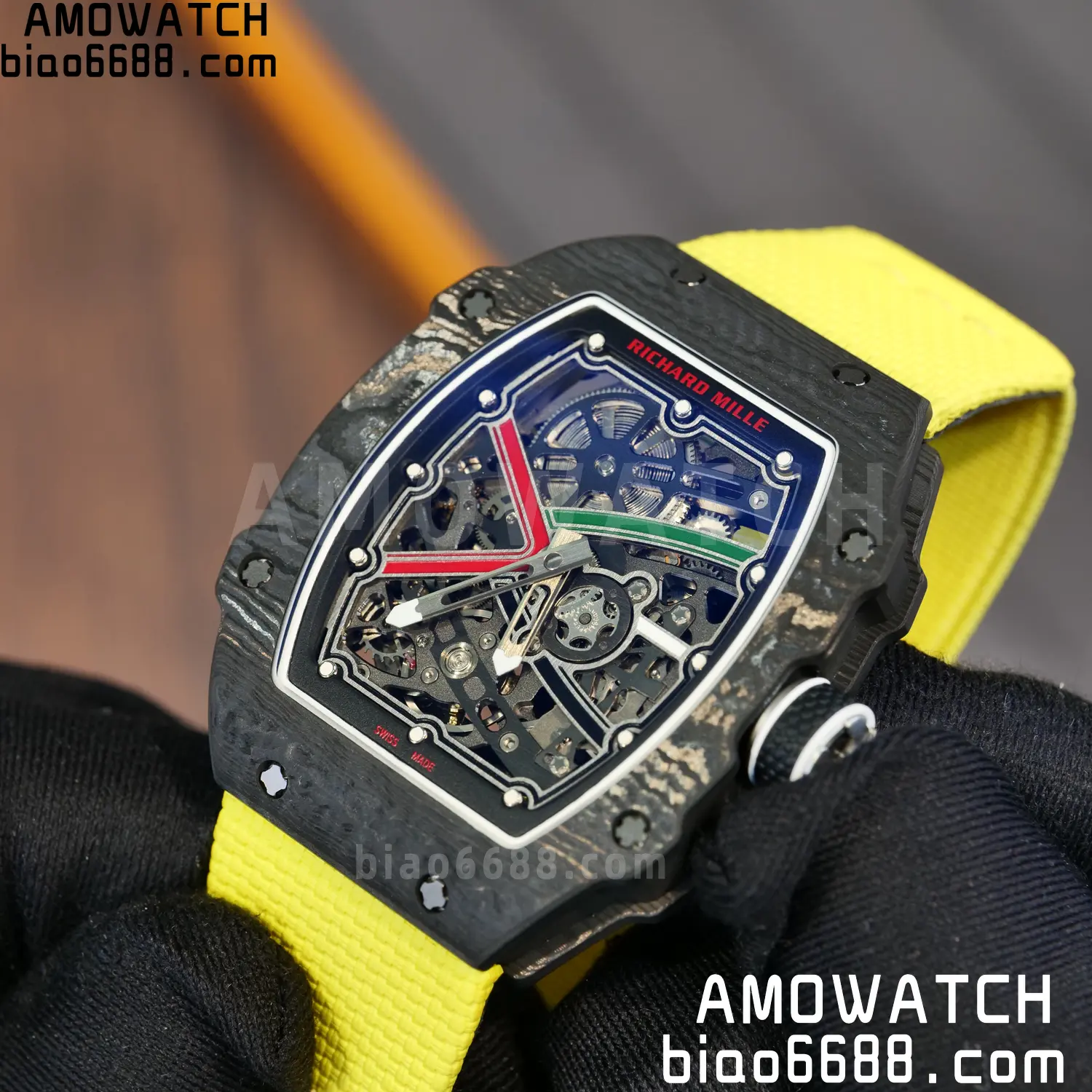 RICHARD MILLE RM67-02 Black NTPT Best Edition Black/Green/Red Skeleton Dial on Yellow Nylon strap CRMA7 Clone V9 101 4cb4004bb154fb0 阿默表行AmoWatch