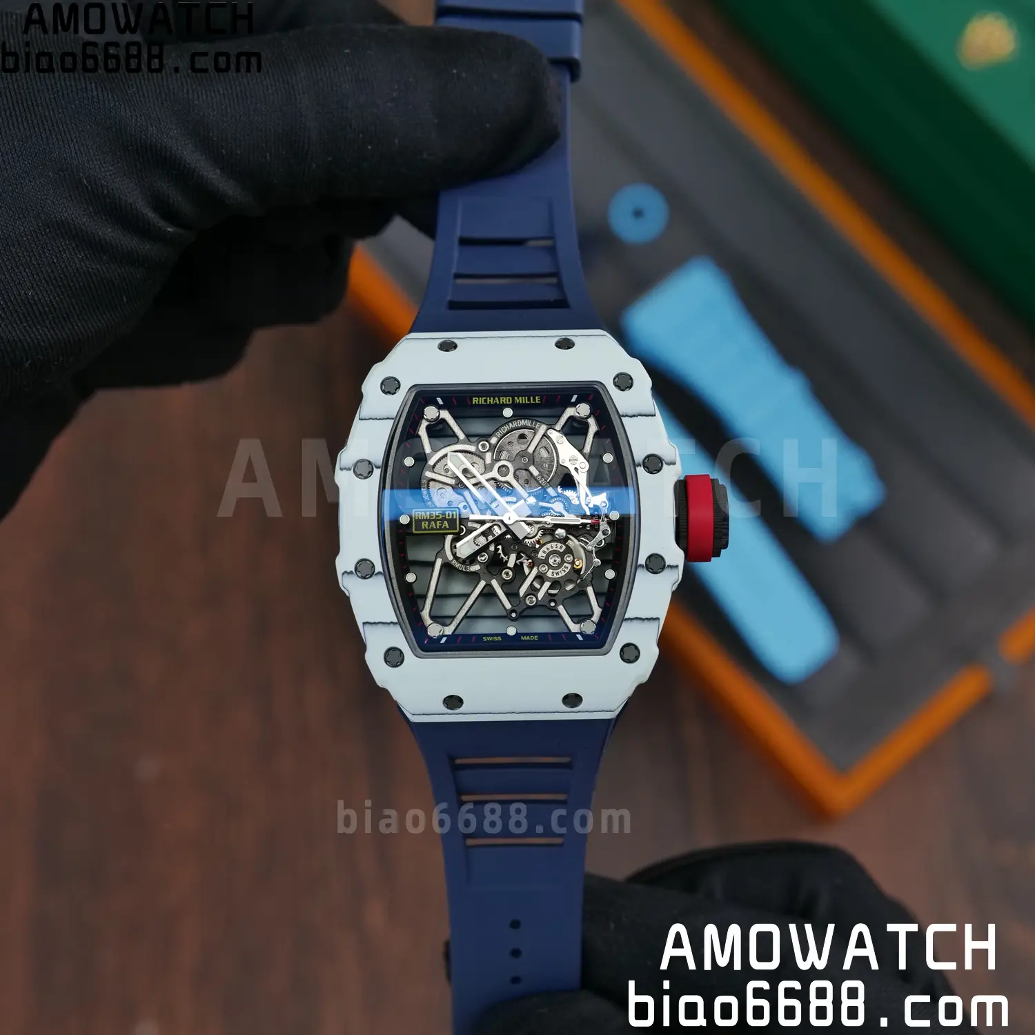 Custom Made RICHARD MILLE RM035 RM35-01 White Carbon BBR 74 4ccf537baf70111 AMO Watch