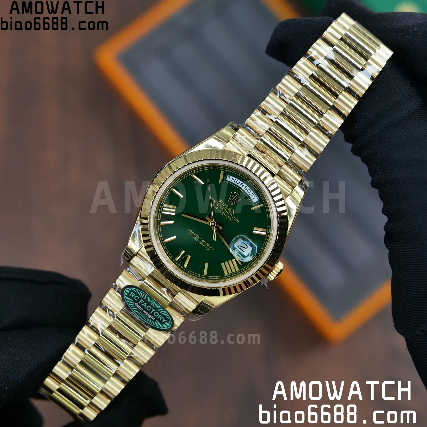 Rolex Day Date 40 YG 228238 RCF 1:1 Best Edition Green Dial on President Bracelet VR3255 (211g) 62 54a1169dde5da48 AMO Watch