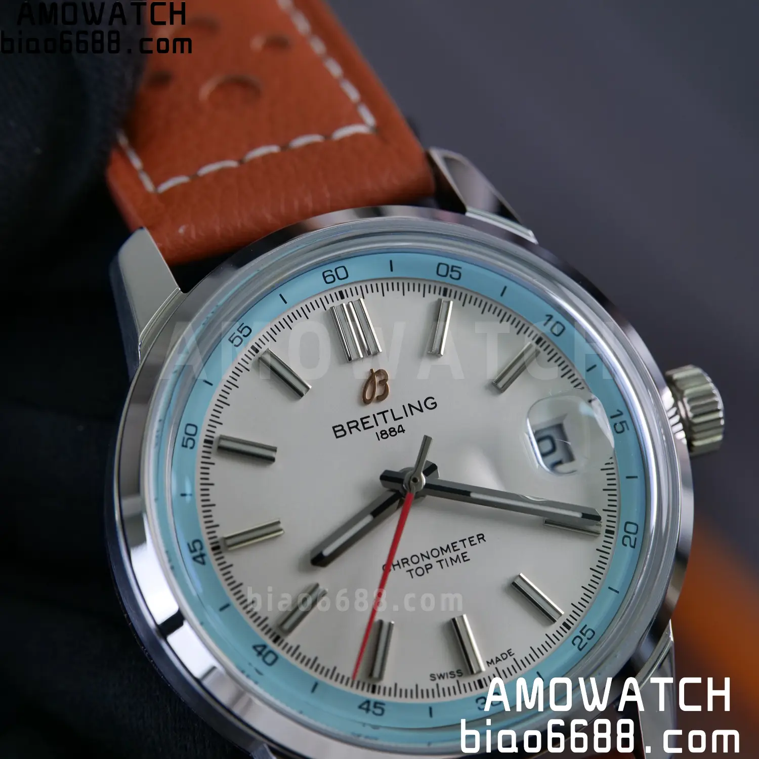 BREITLING Top Time B31 BLF 1:1 Best Edition White Dial Orange Hand on Brown Leather Strap 100 5508599bb23230c 阿默表行AmoWatch
