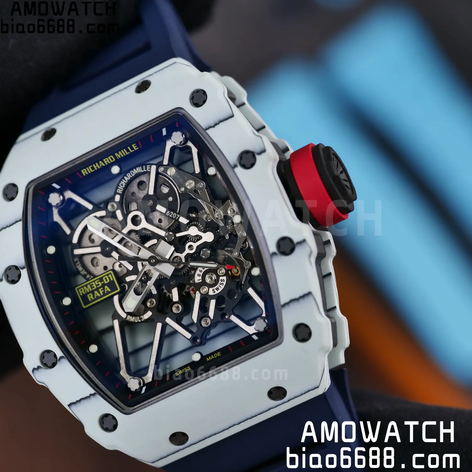 Custom Made RICHARD MILLE RM035 RM35-01 White Carbon BBR 89 55744f6140060cc AMO Watch