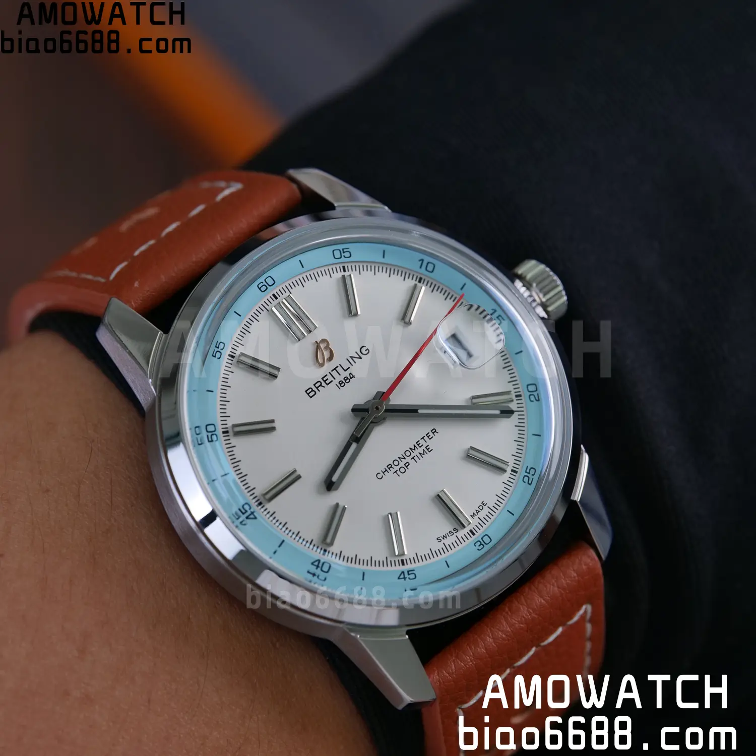BREITLING Top Time B31 BLF 1:1 Best Edition White Dial Orange Hand on Brown Leather Strap 112 59ad838f7679d1c 阿默表行AmoWatch