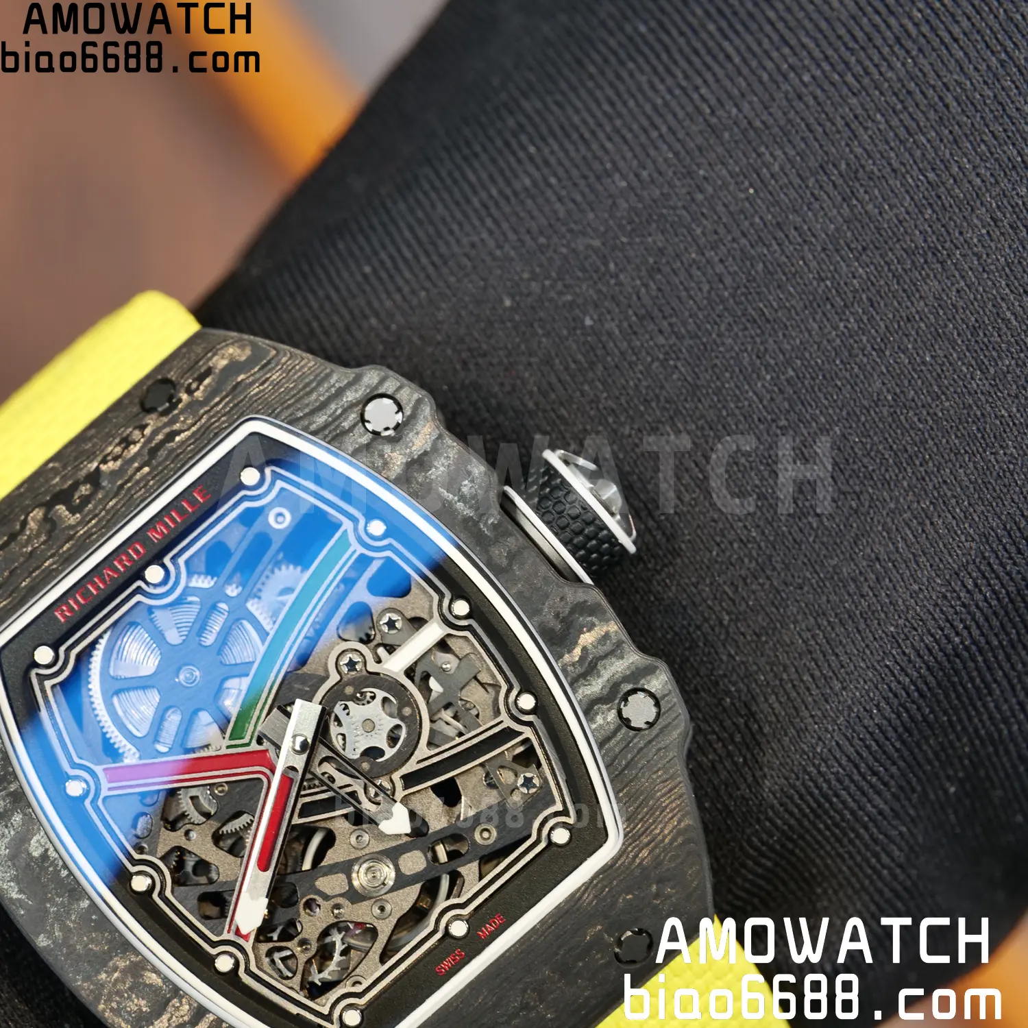 RICHARD MILLE RM67-02 Black NTPT Best Edition Black/Green/Red Skeleton Dial on Yellow Nylon strap CRMA7 Clone V9 123 5ed5278992c82a6 阿默表行AmoWatch