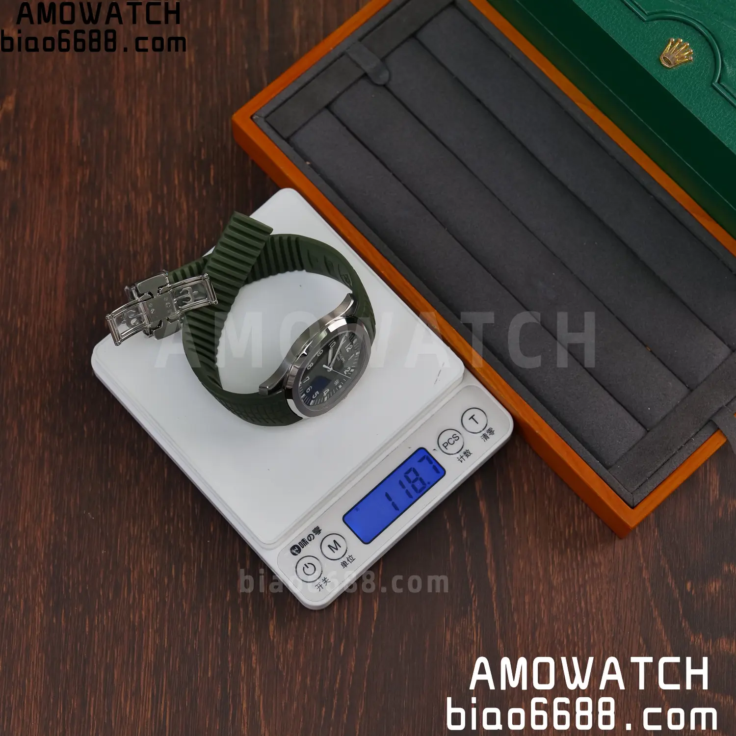PP Aquanaut 5168G 42mm SS VF 1:1 Best Edition Green Dial on Green Rubber Strap DD324 Weighted 79 5edf112118674bb AMO Watch