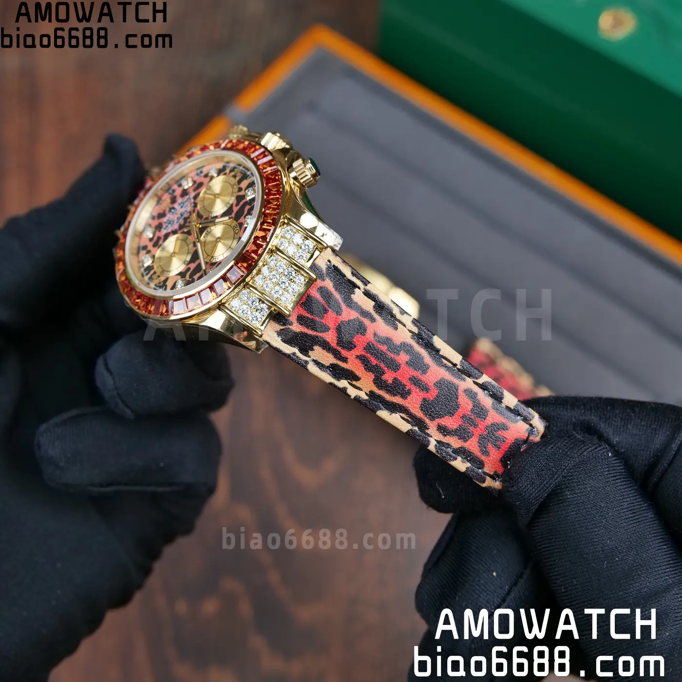 Rolex Daytona 116598SACO PPM Factory Best Edition Leopard Dial on Leopard Leather Strap 4130 74 606f2855af54598 阿默表行AmoWatch