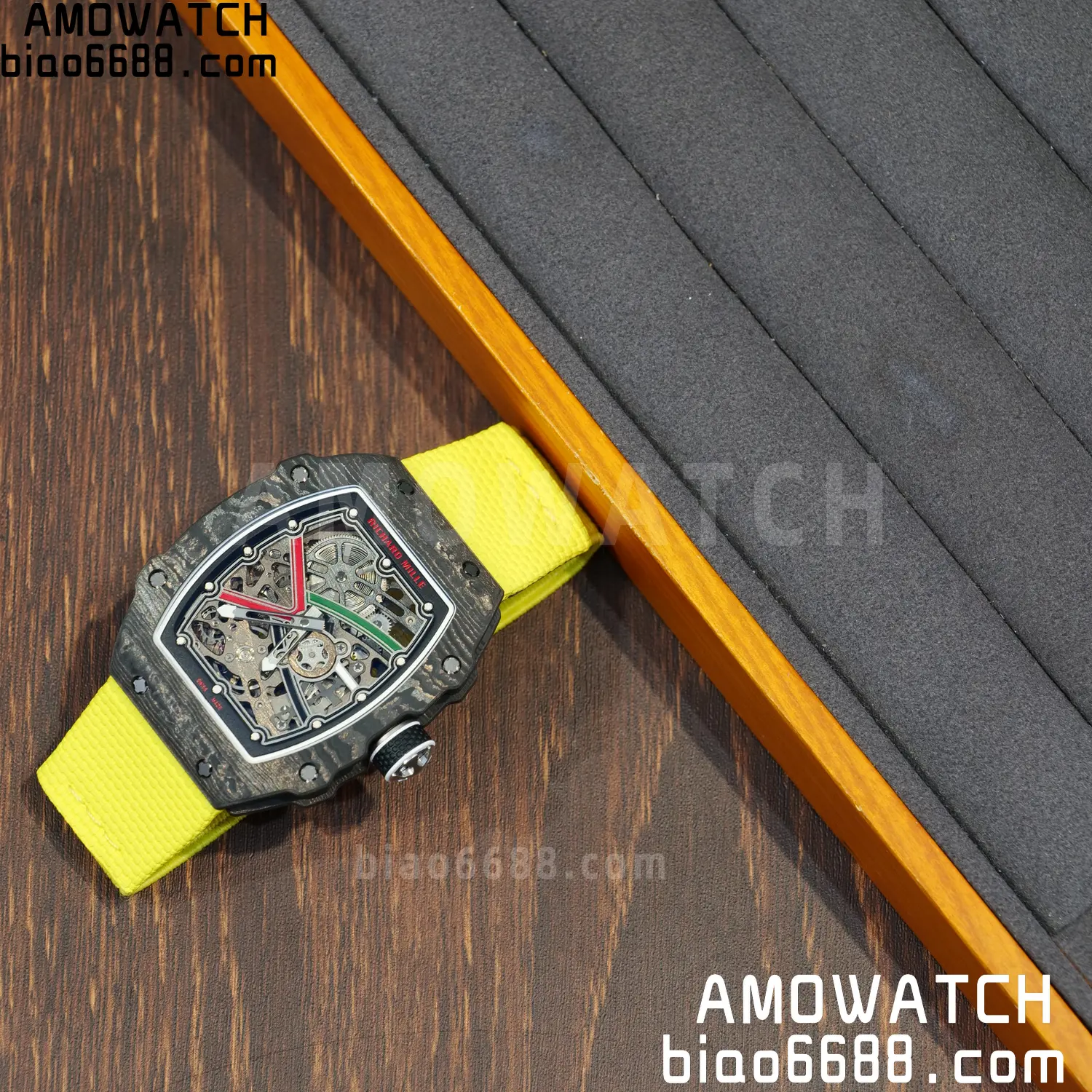 RICHARD MILLE RM67-02 Black NTPT Best Edition Black/Green/Red Skeleton Dial on Yellow Nylon strap CRMA7 Clone V9 118 61b26ca4945bea2 阿默表行AmoWatch