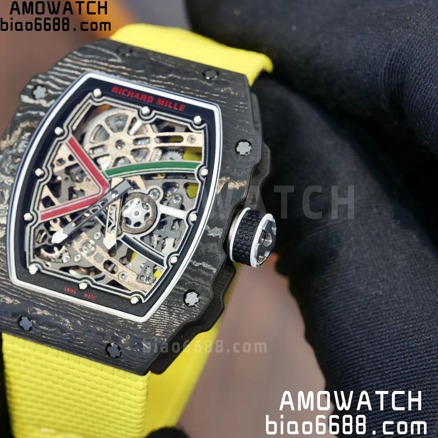 RICHARD MILLE RM67-02 Black NTPT Best Edition Black/Green/Red Skeleton Dial on Yellow Nylon strap CRMA7 Clone V9 99 6be9268ce19e59a 阿默表行AmoWatch