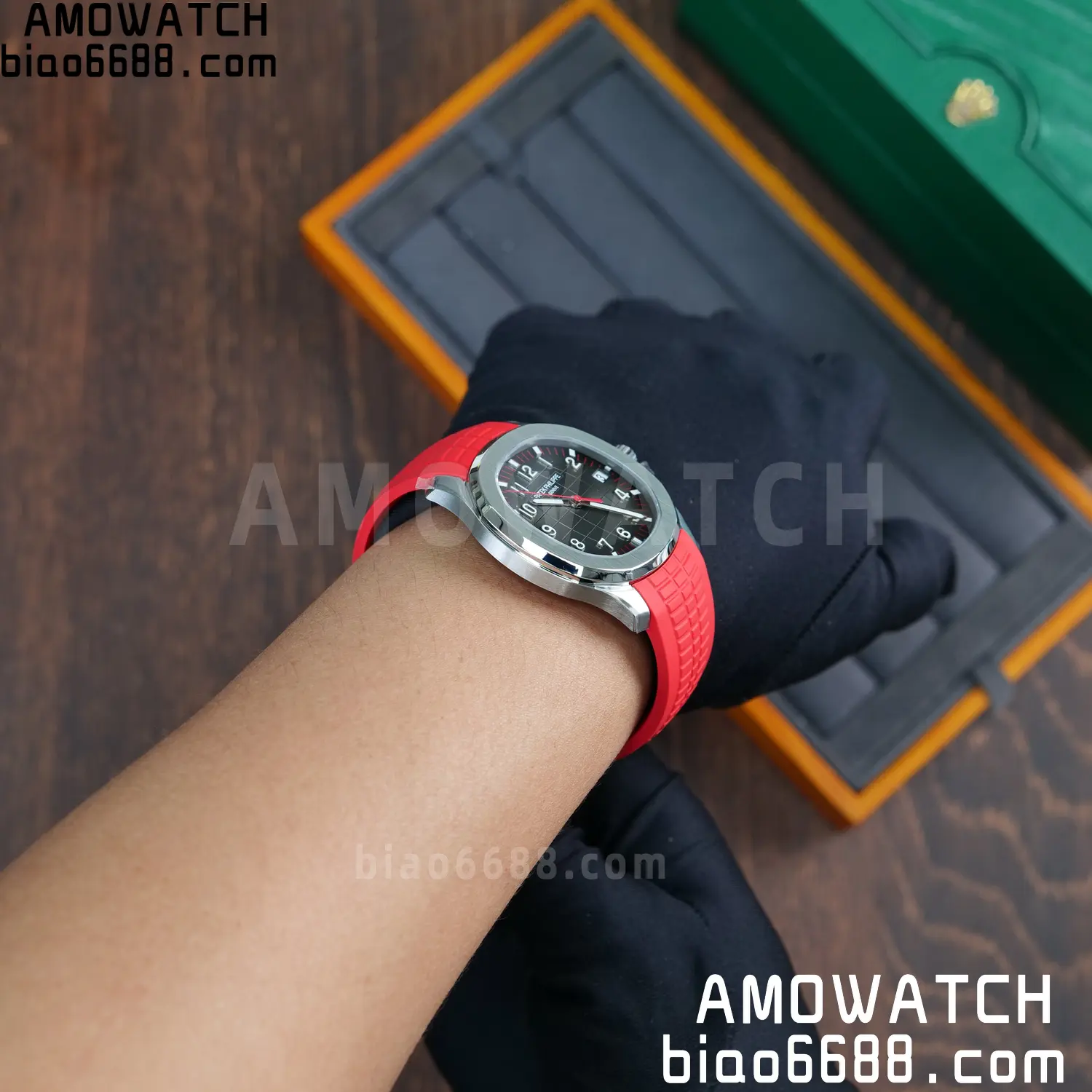 PP Aquanaut 5167 SS Singapore DDF 1:1 Best Edition Gray Dial on Red Rubber Strap DD324 V2 110 6c45320471e9f9e AMO Watch