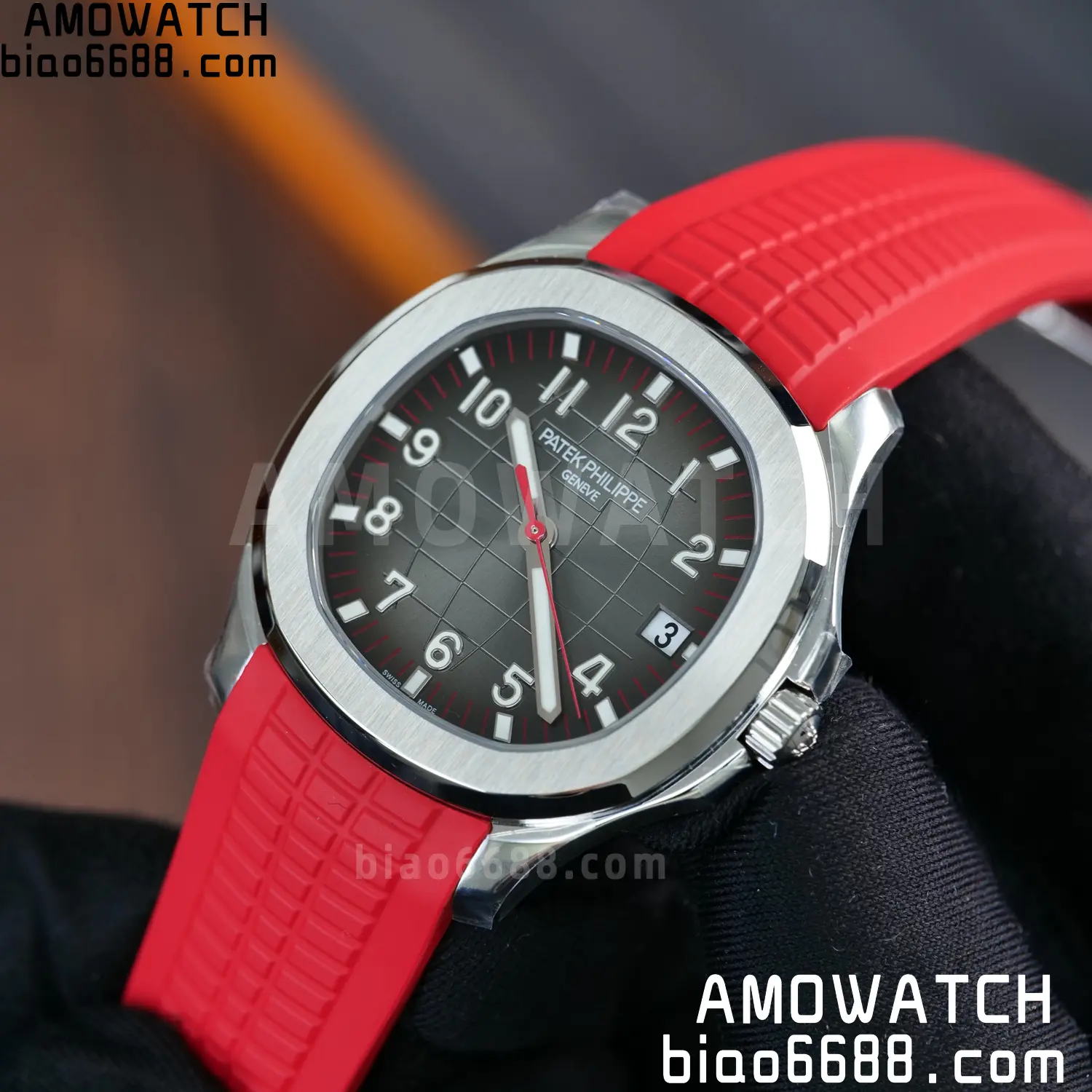 PP Aquanaut 5167 SS Singapore DDF 1:1 Best Edition Gray Dial on Red Rubber Strap DD324 V2 85 6fe4829666bcc7e AMO Watch