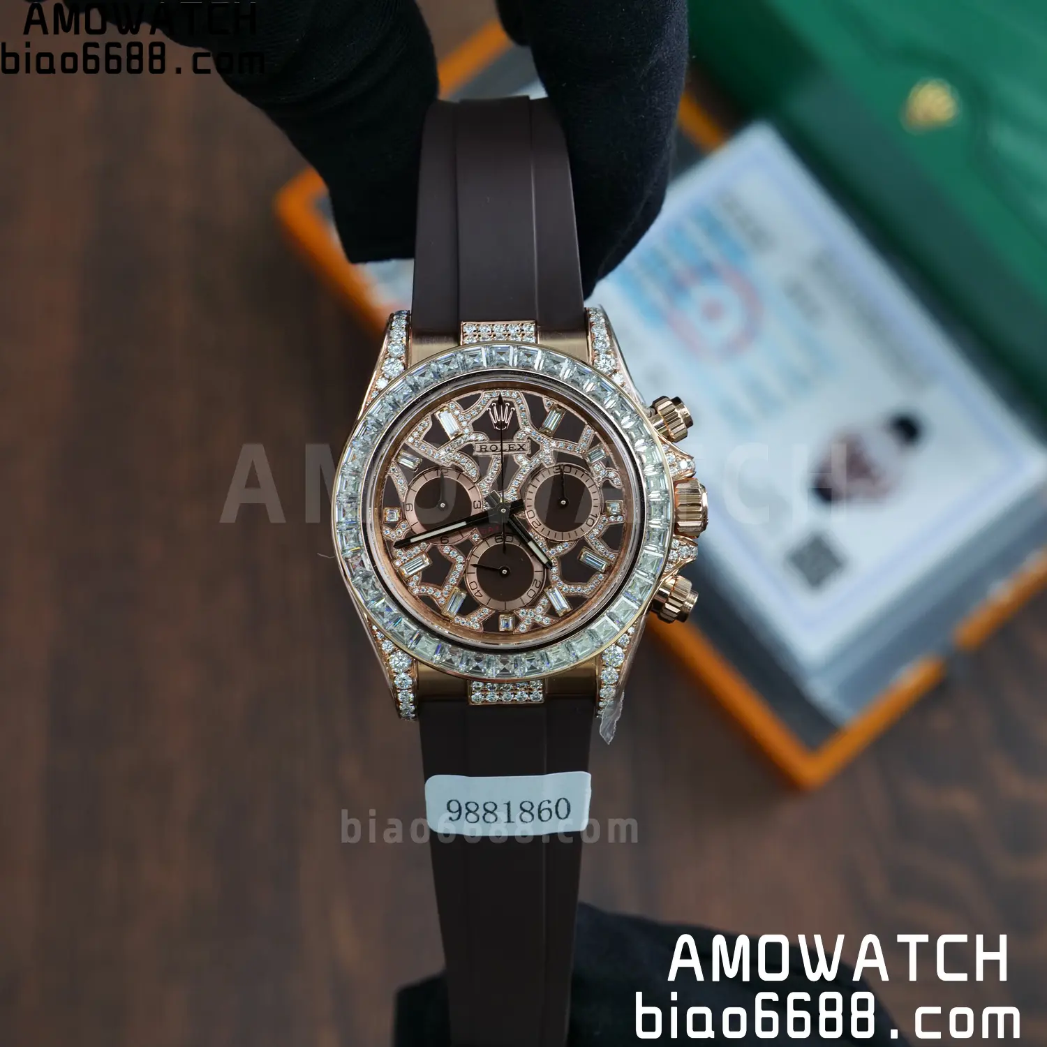 Custom Made Rolex Giraffe Daytona 126555 Mossanite with Brown Strap VS4131 (Weighted) 73 732b4d2ed284b5c 阿默表行AmoWatch