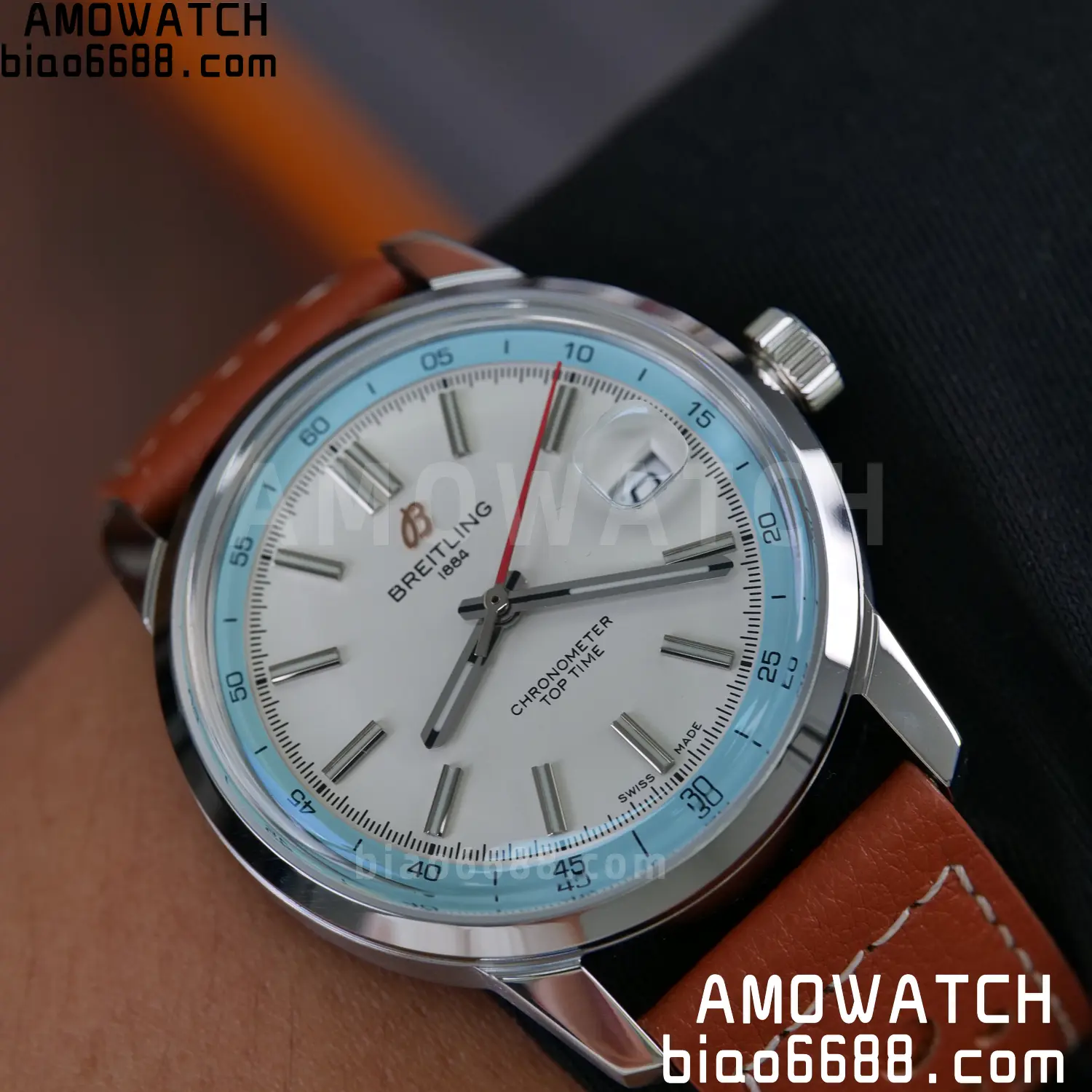 BREITLING Top Time B31 BLF 1:1 Best Edition White Dial Orange Hand on Brown Leather Strap 111 73dc536d65155f7 阿默表行AmoWatch