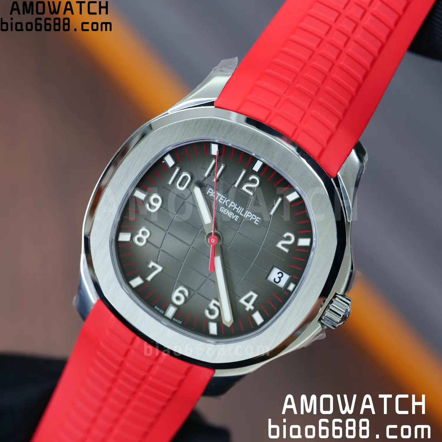 PP Aquanaut 5167 SS Singapore DDF 1:1 Best Edition Gray Dial on Red Rubber Strap DD324 V2 92 761acb1559fafa7 AMO Watch
