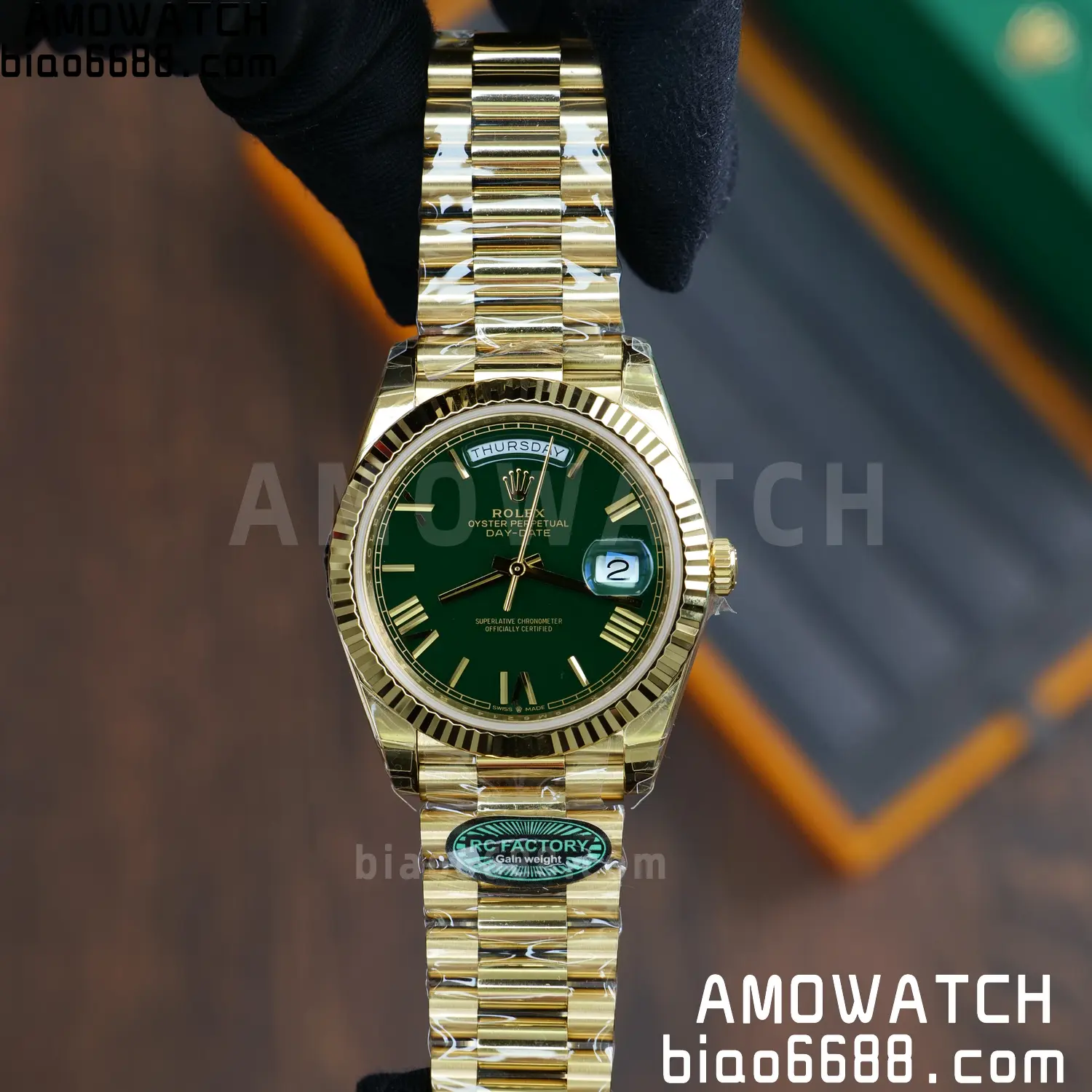 Rolex Day Date 40 YG 228238 RCF 1:1 Best Edition Green Dial on President Bracelet VR3255 (211g) 65 7a9b1118c78f0a9 AMO Watch