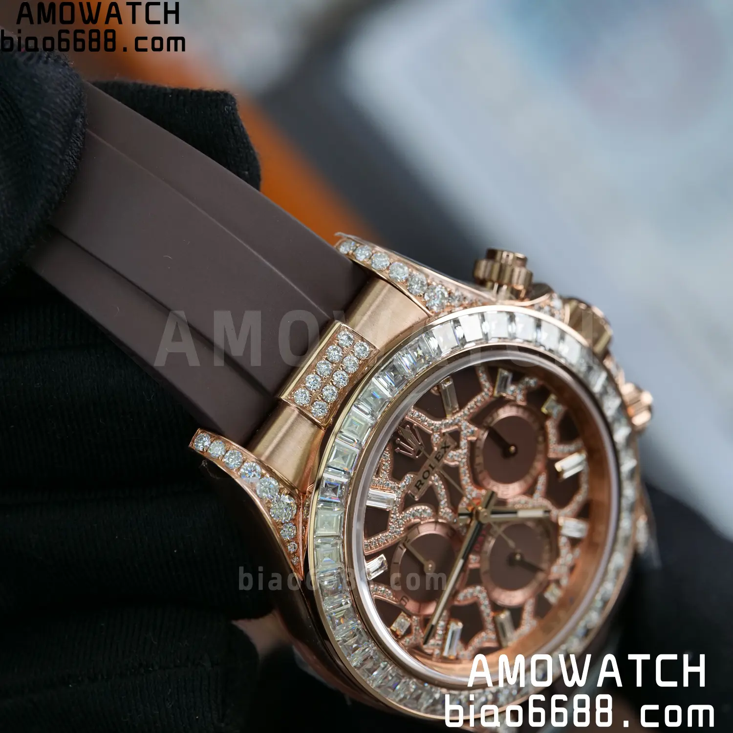 Custom Made Rolex Giraffe Daytona 126555 Mossanite with Brown Strap VS4131 (Weighted) 81 7f56da4169d48a3 阿默表行AmoWatch