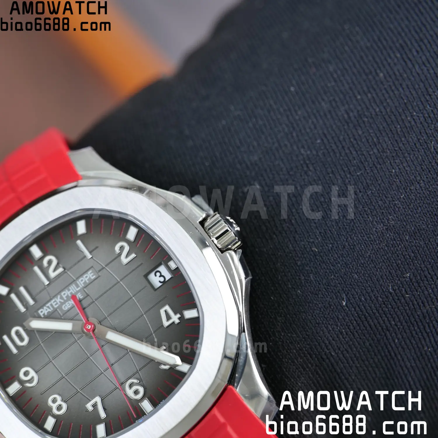 PP Aquanaut 5167 SS Singapore DDF 1:1 Best Edition Gray Dial on Red Rubber Strap DD324 V2 104 8330f69500e2e15 AMO Watch